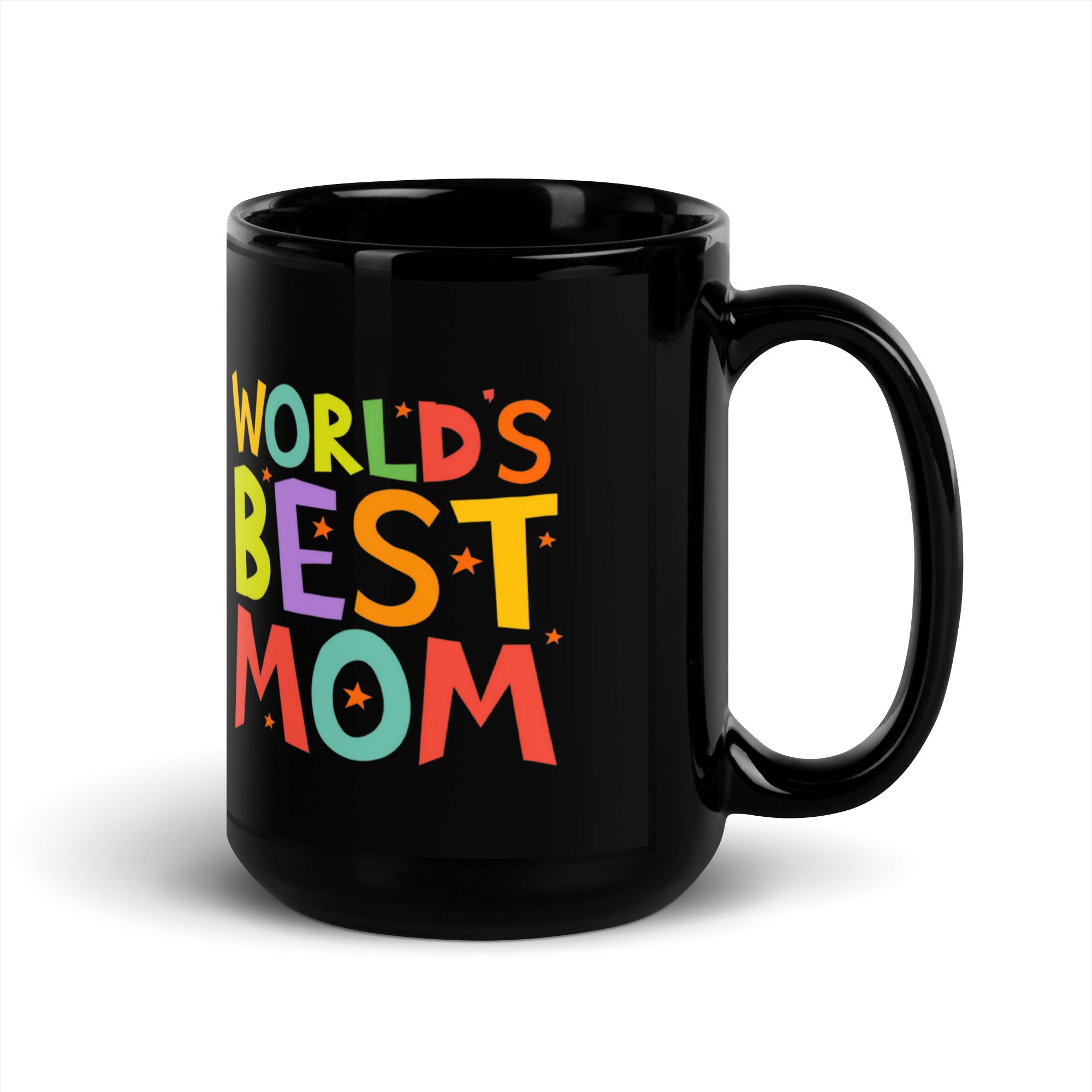 Black Glossy Mug - World's Best Mom (L-Handed)