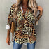 Women's Irregular Hem Button-Up Shirt - Leopard Print