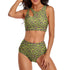 High-Waist Asymmetrical Shoulder Bikini - Neon Leopard