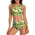 High-Waist Asymmetrical Shoulder Bikini - Tropical Triangles