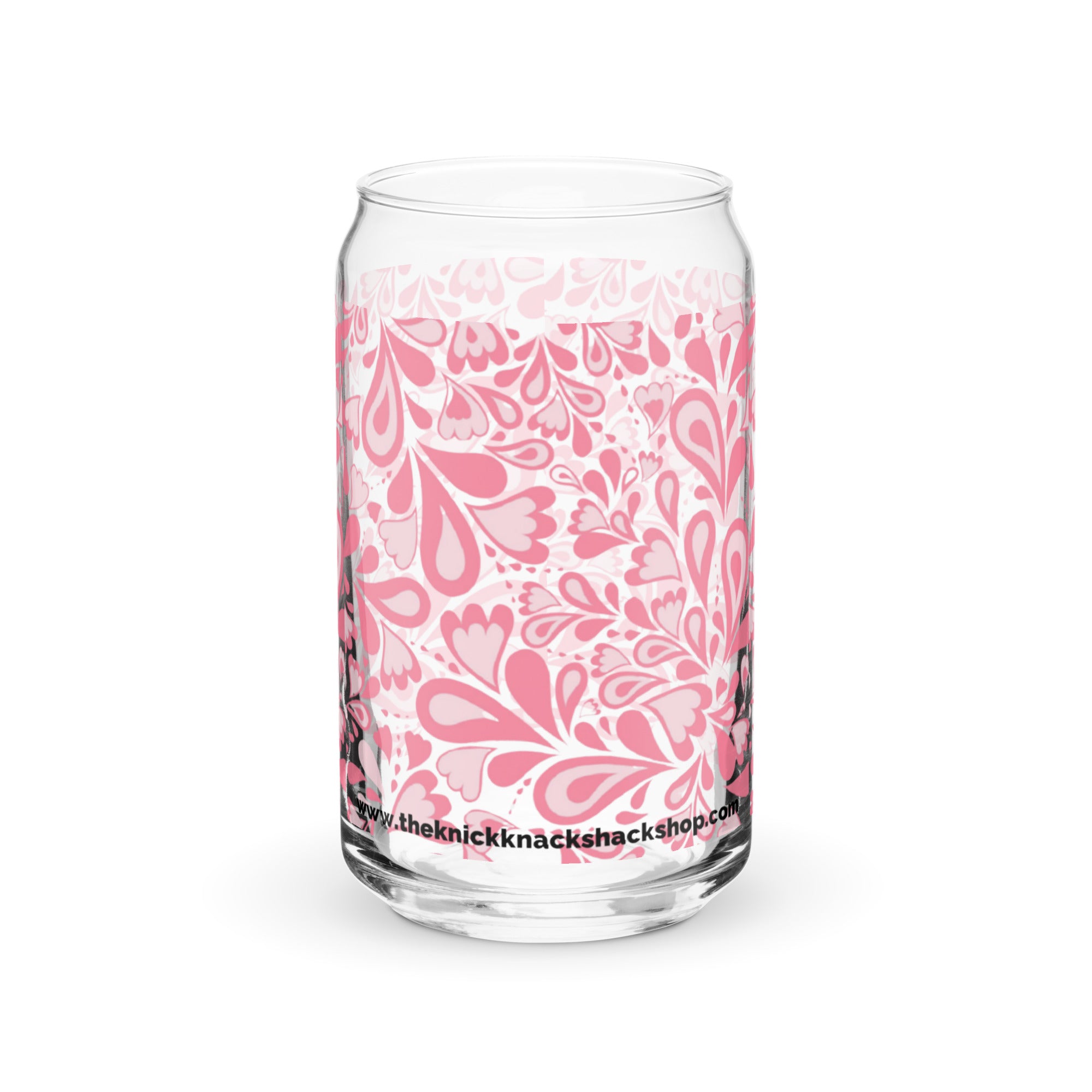 Can-Shaped Glass (16oz) - Paisley Hearts