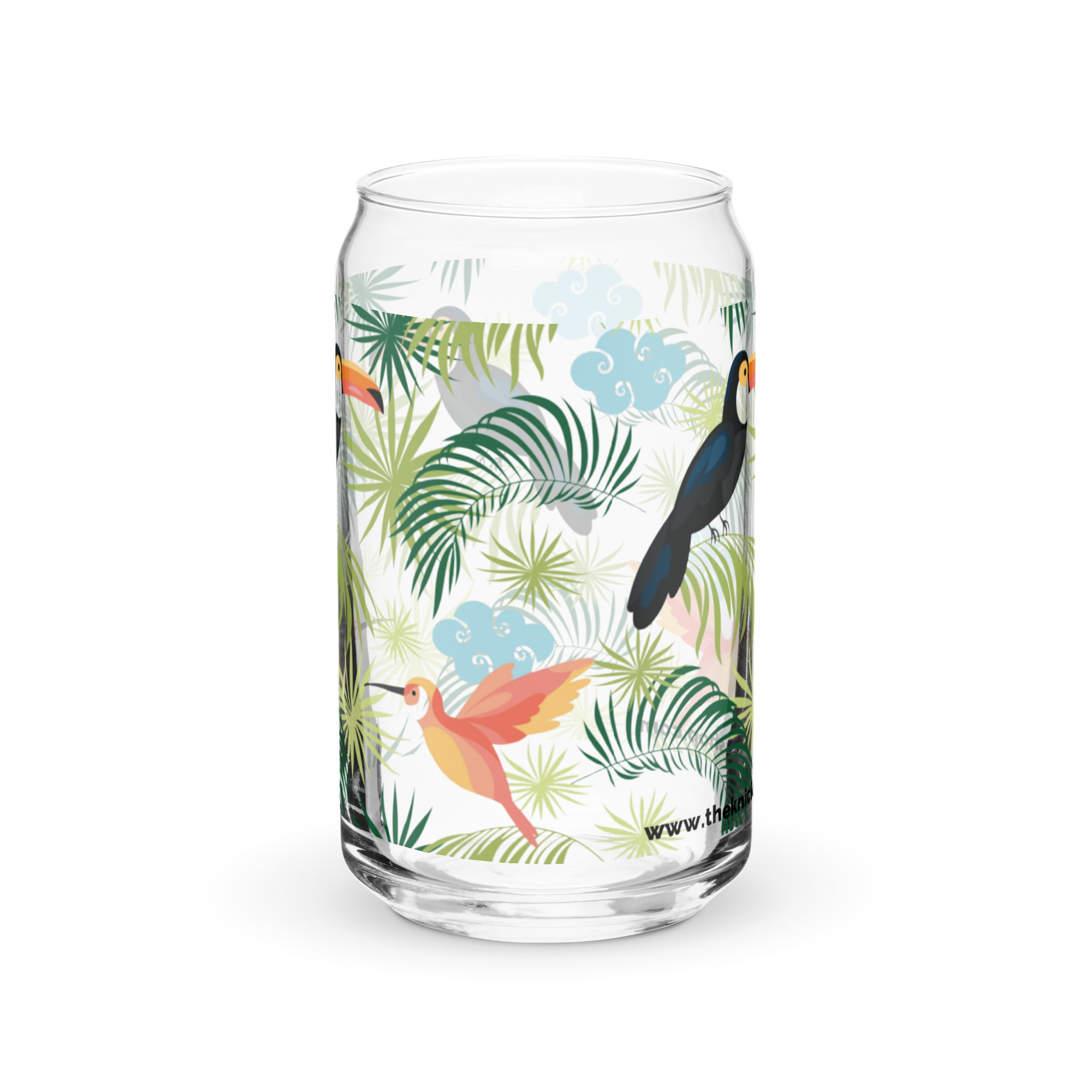 Vaso con forma de lata (16oz) - Aves tropicales