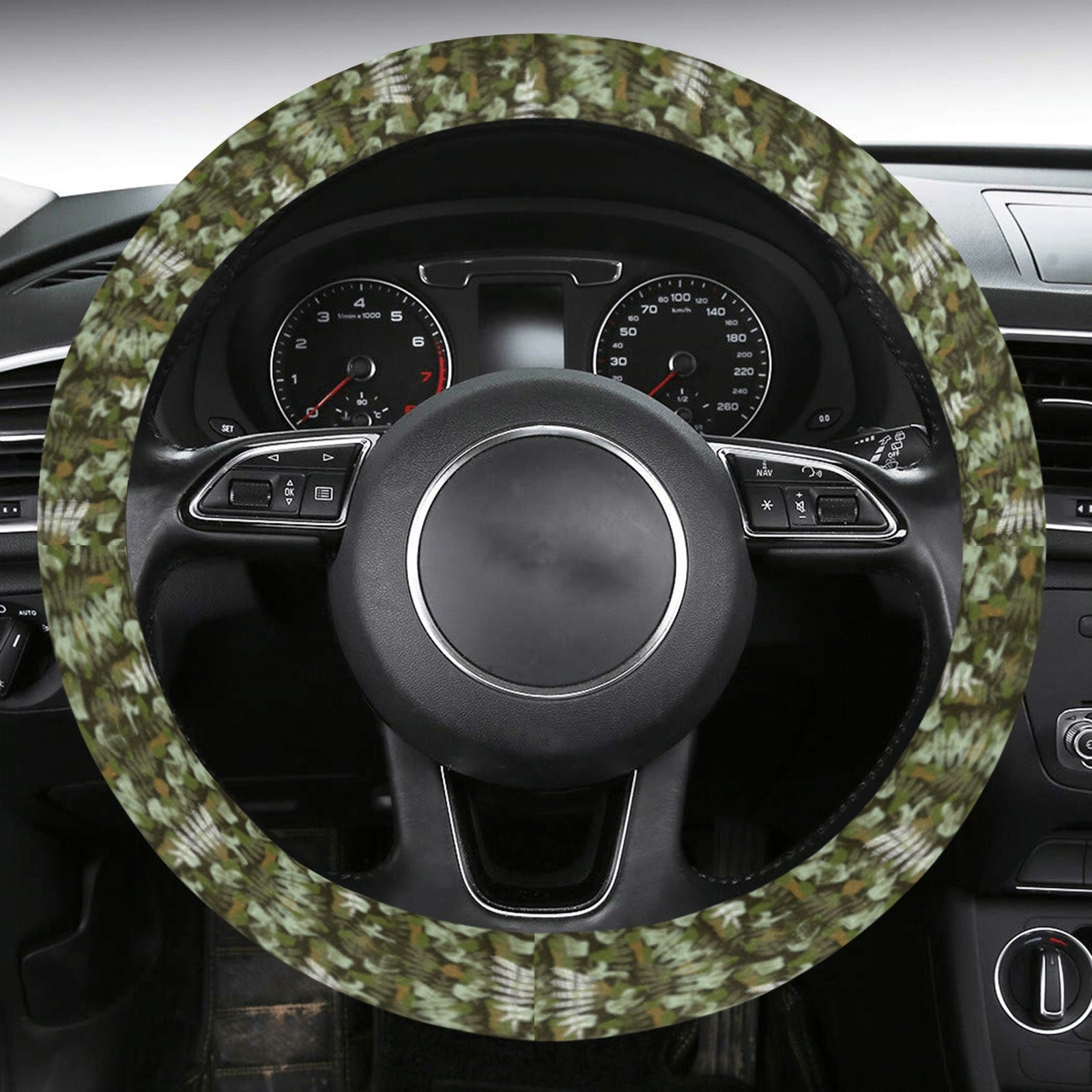 Steering Wheel Cover with Anti-Slip Insert - Forest Ferns