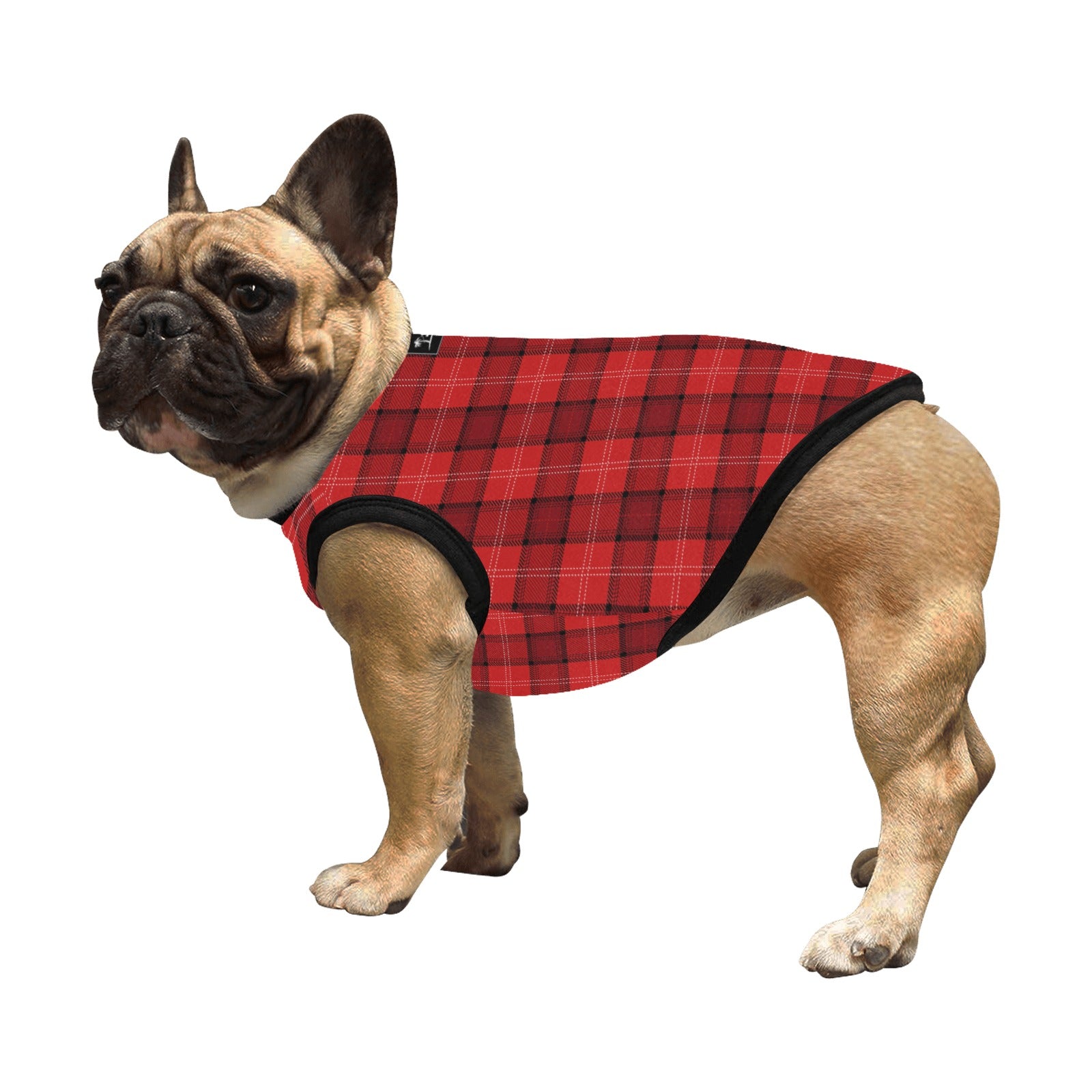 Camiseta sin mangas ligera para mascotas con estampado integral - Cuadros rojos