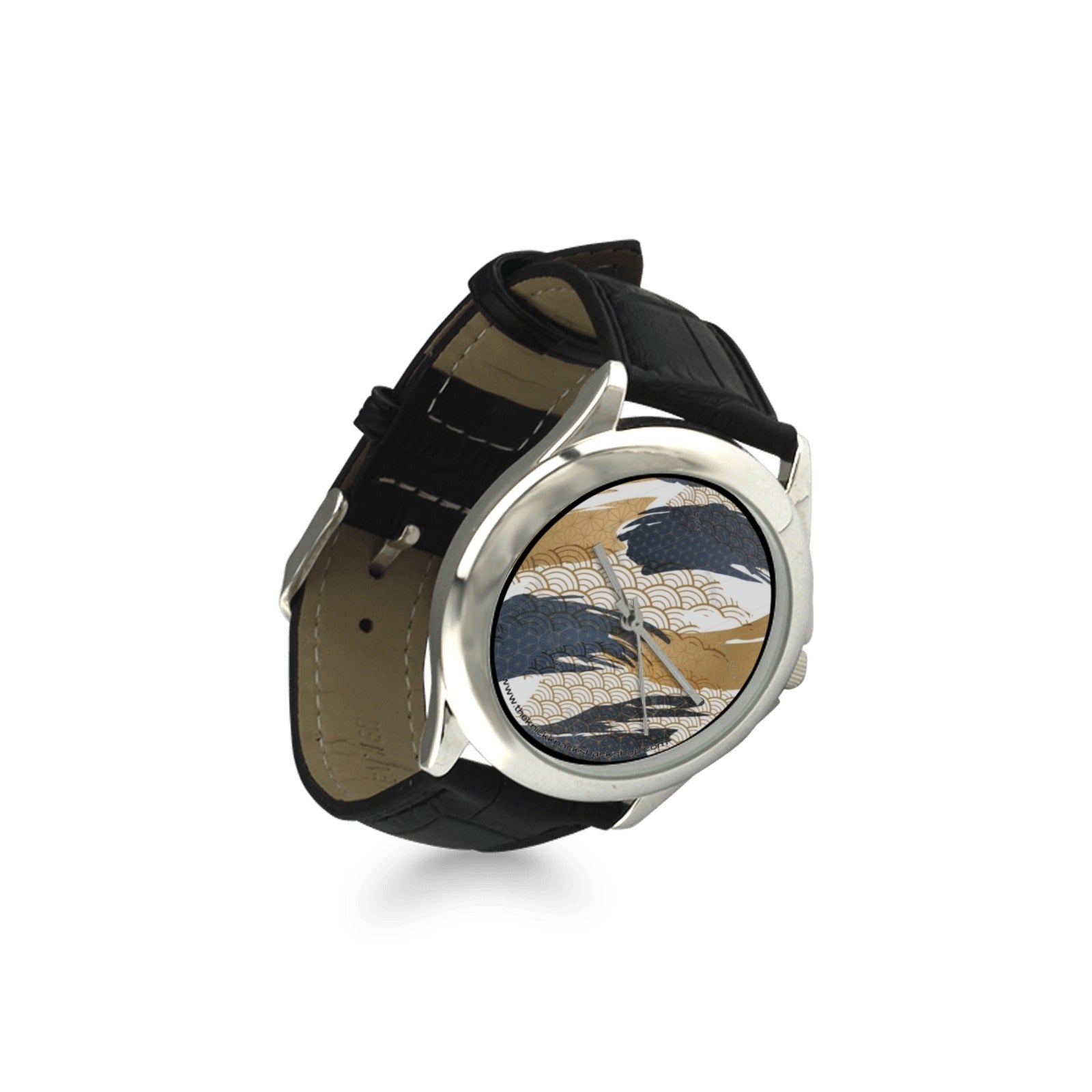 Women's Classic Leather Strap Watch -  Black & Gold