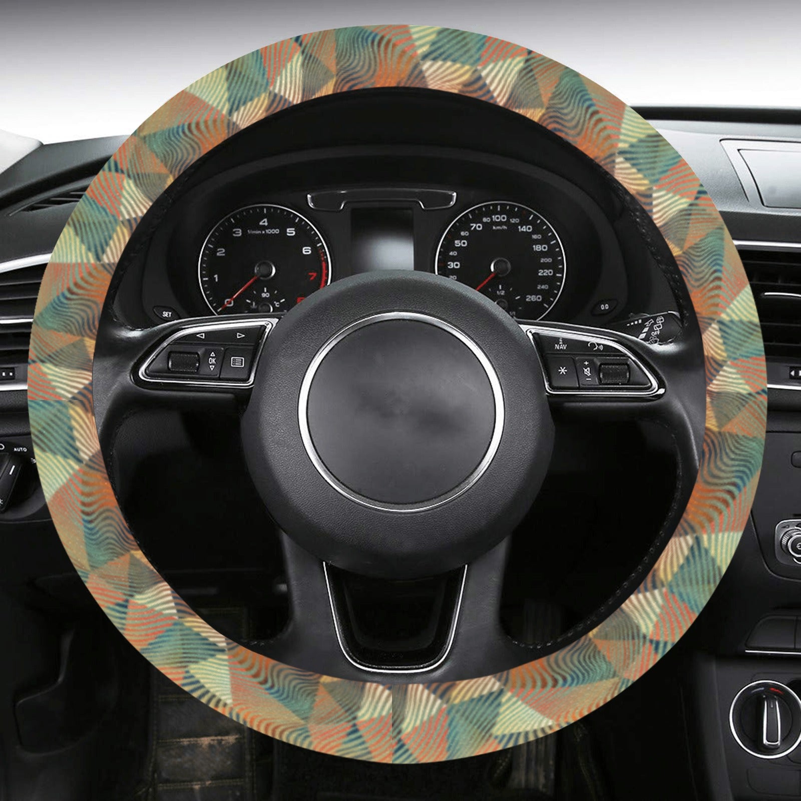 Steering Wheel Cover with Anti-Slip Insert - Geometric Waves