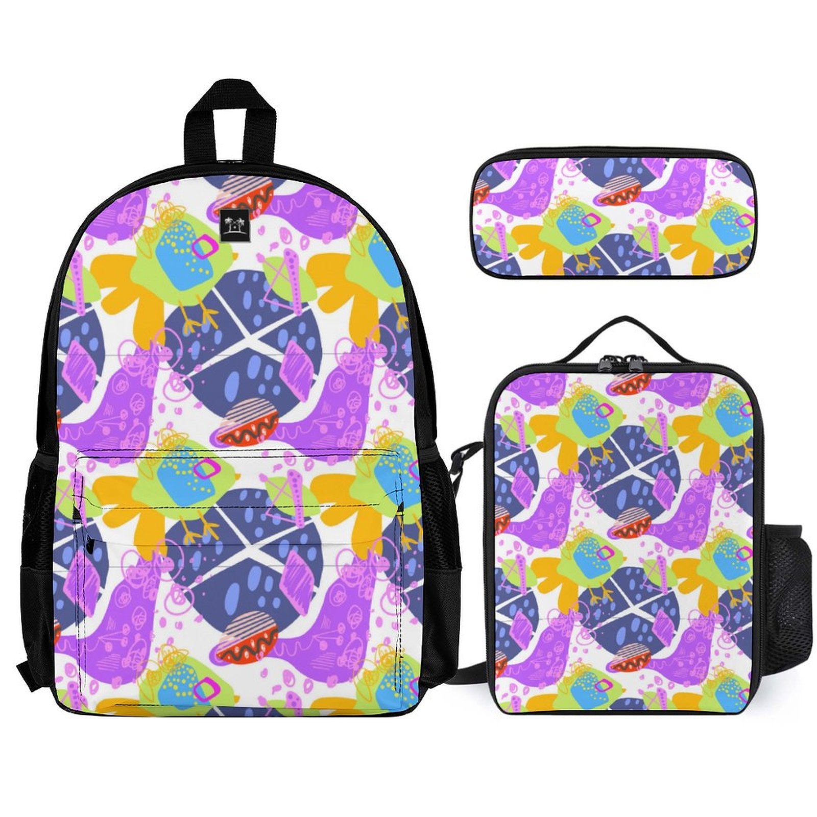 3-Piece Back-to-School Bag Set - Abstract Doodles