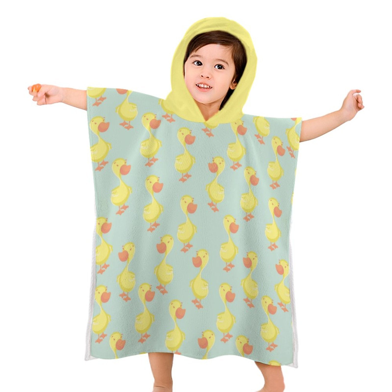 Kids Hooded Terry Cloth Towel - Ducks in a Row (Mint)