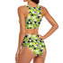 High-Waist Asymmetrical Shoulder Bikini - Tropical Triangles