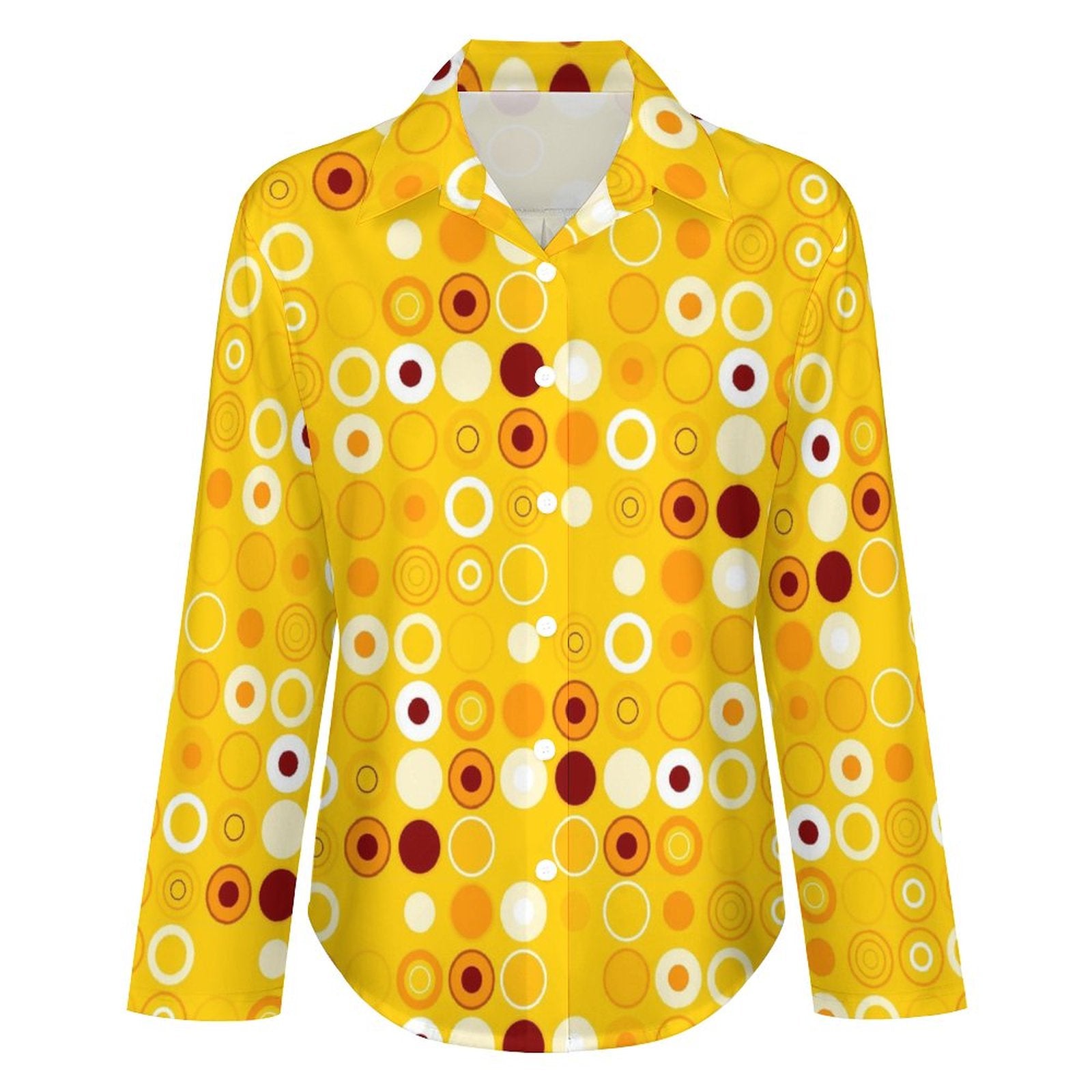 Women's Irregular Hem Button-Up Shirt - Disco Dots