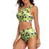 High-Waist Asymmetrical Shoulder Bikini - Tropical Triangles