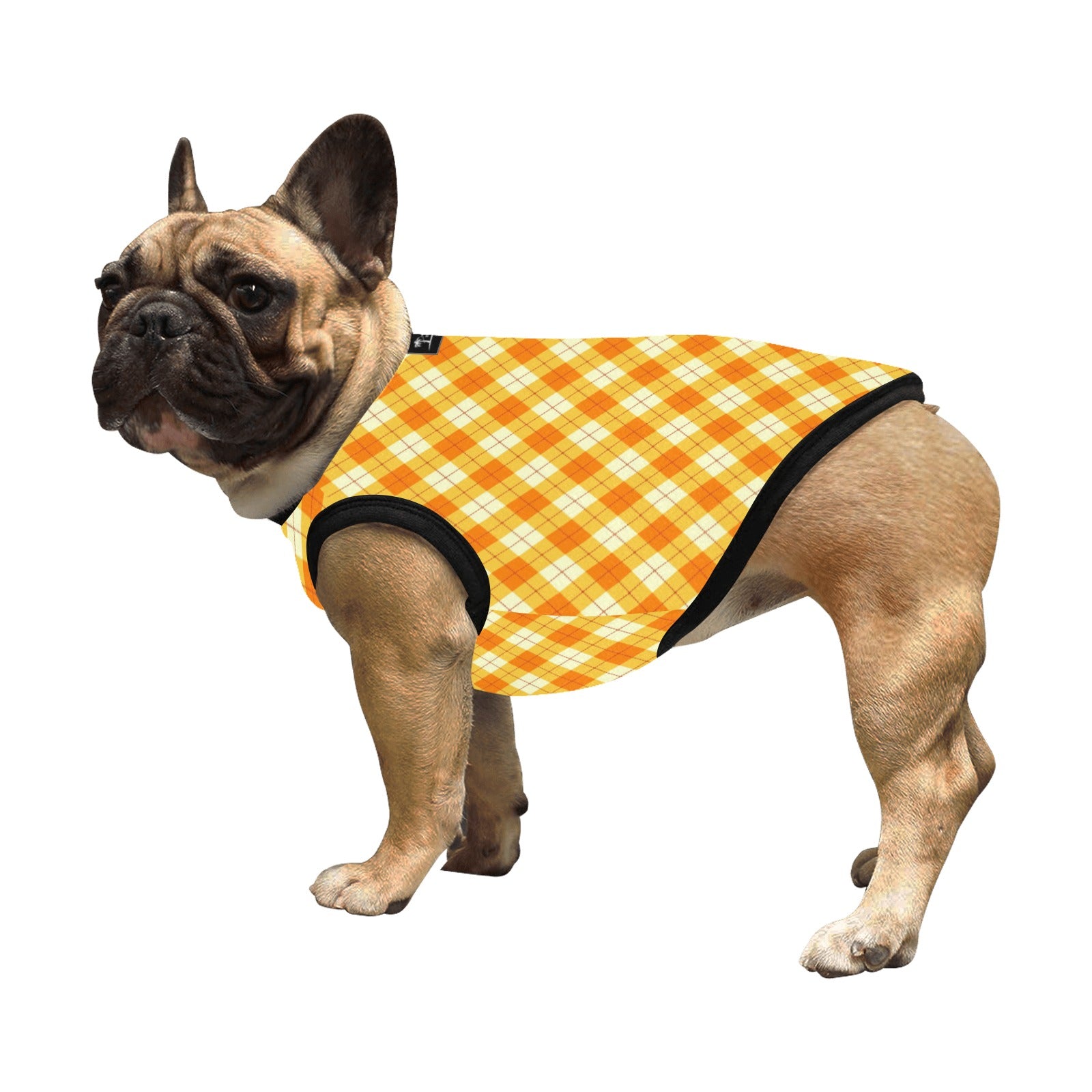 Camiseta sin mangas ligera para mascotas con estampado integral - Argyle naranja