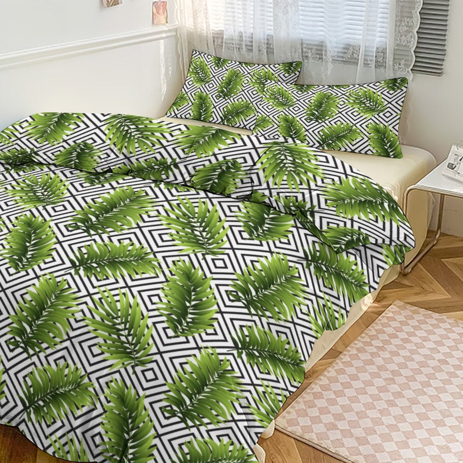 3-Piece Bedding Set - Geometric Palms