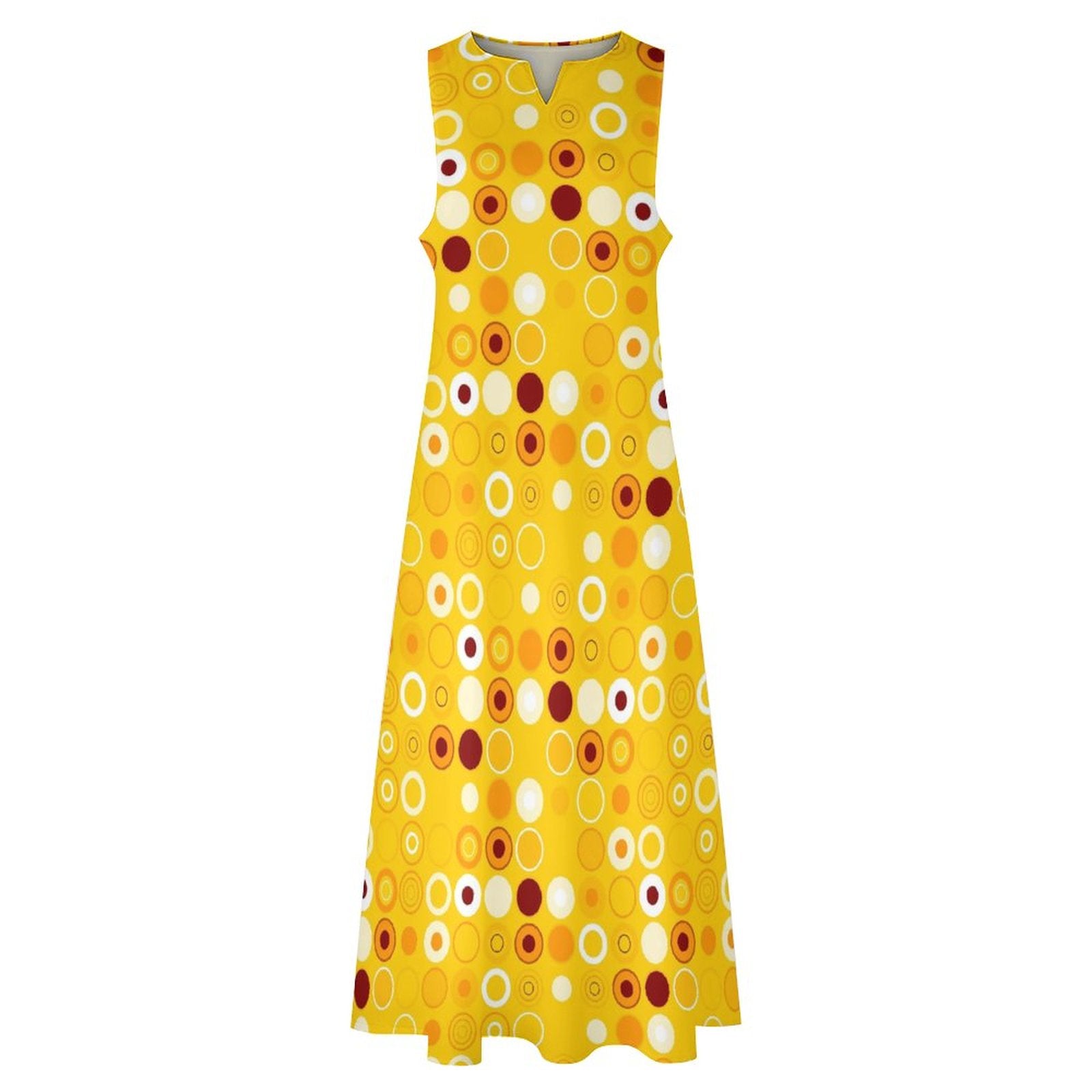 Sleeveless Ankle-Length Shift Dress - Disco Dots