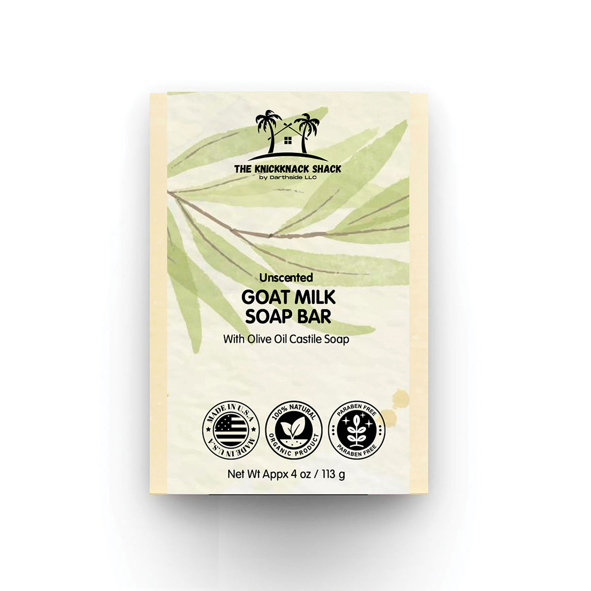 Unscented Goat Milk Soap Bar with Olive Oil Castile Soap