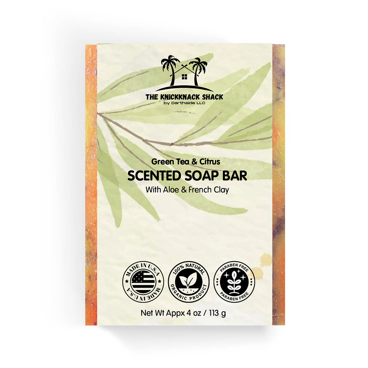 Green Tea & Citrus Scented Soap Bar with Aloe & French Clay