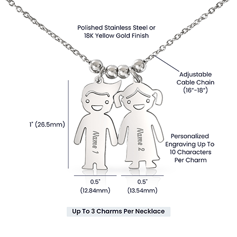 Customizable Engraved  Kid Charm Necklace