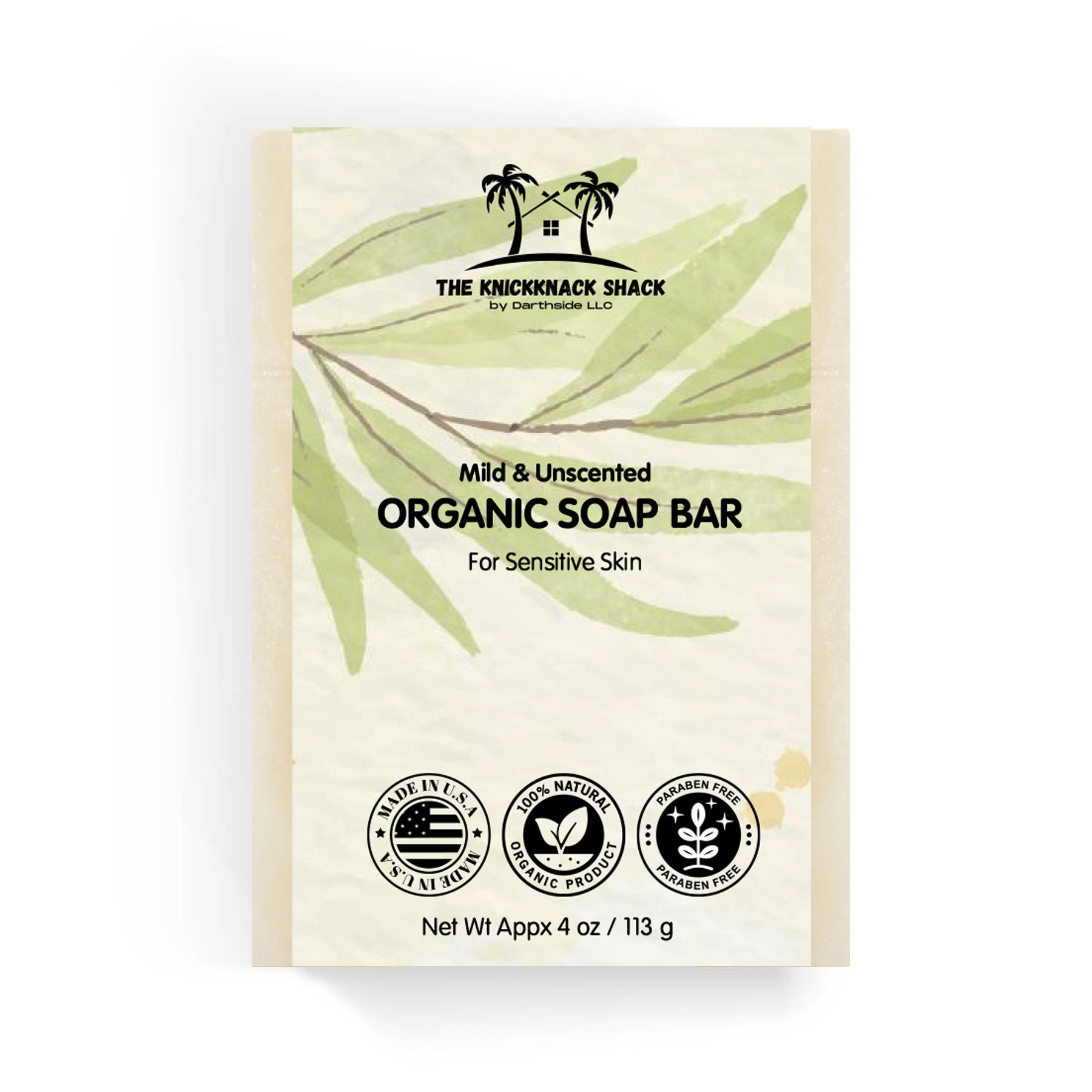 Mild & Unscented Organic Soap Bar for Sensitive Skin