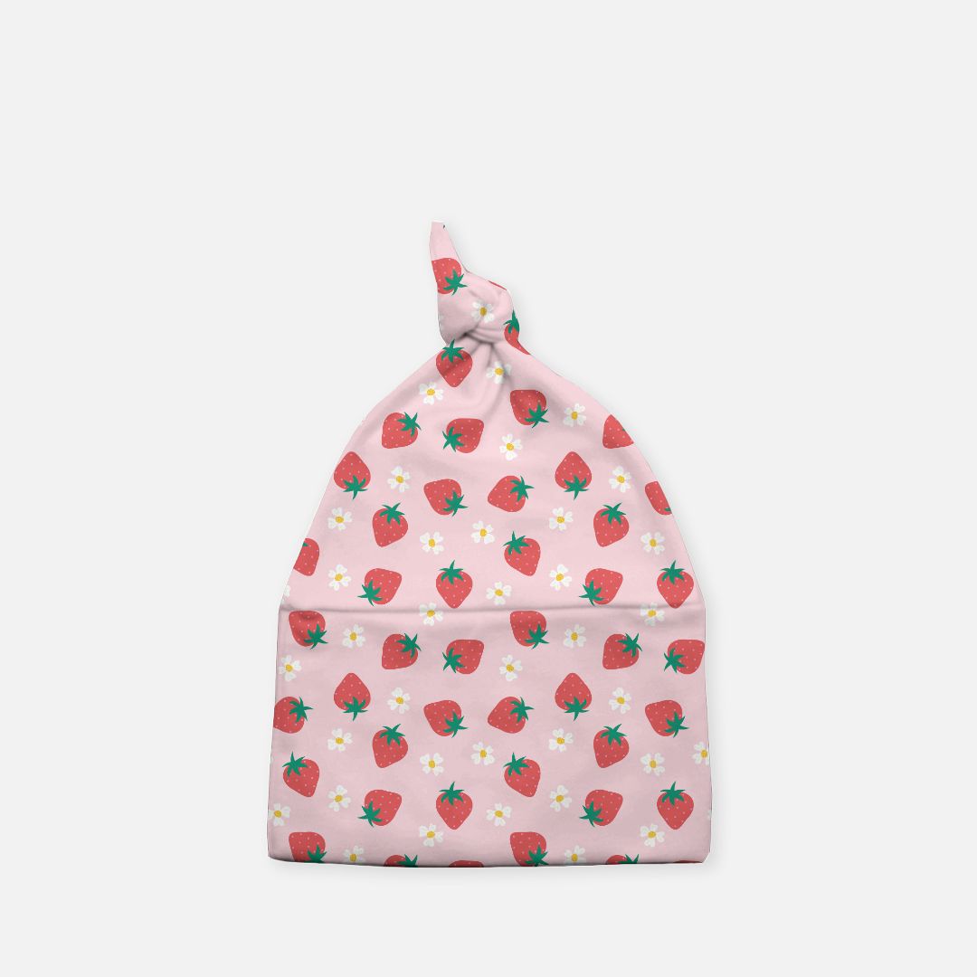 Baby Knotted Beanie - Strawberry Fields