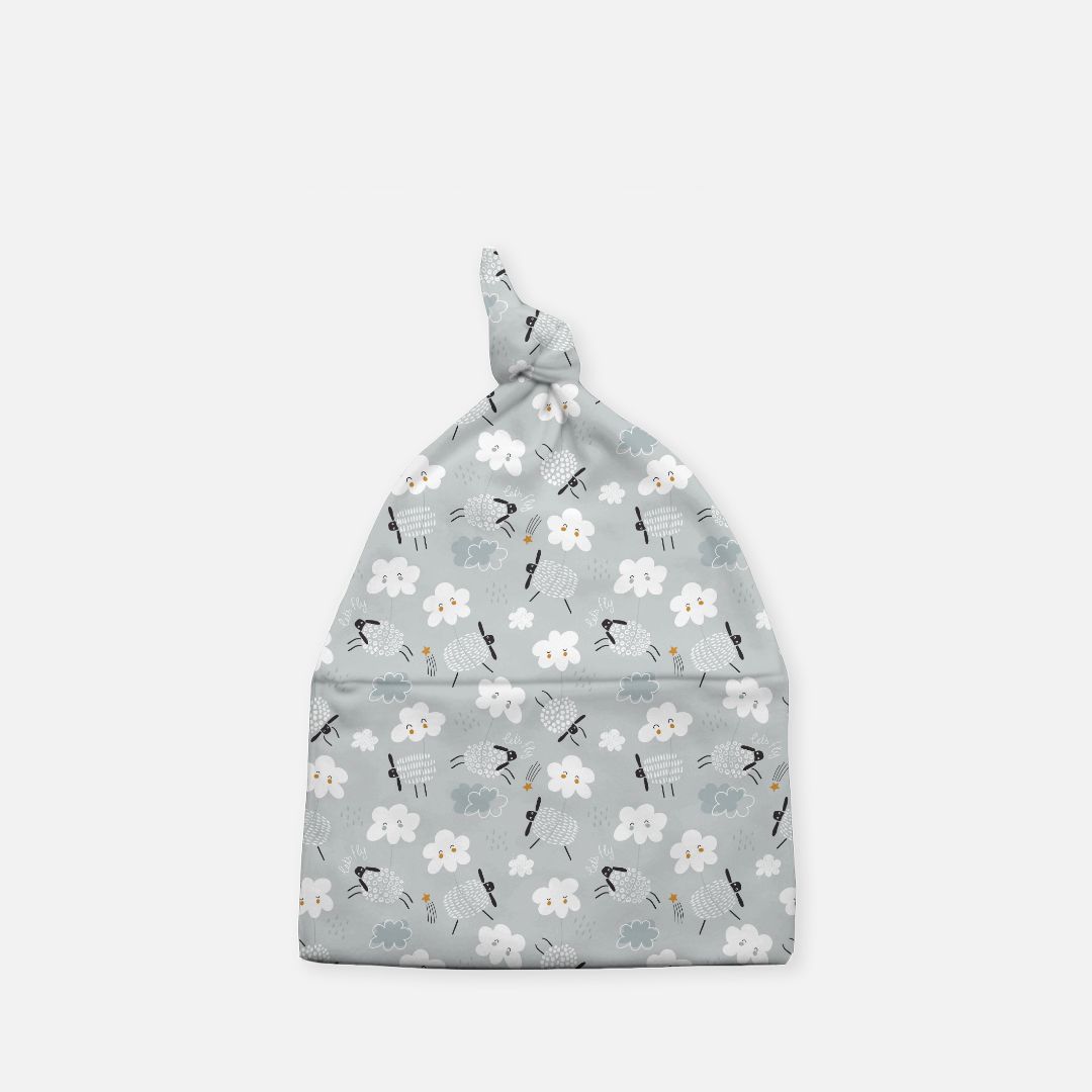Baby Knotted Beanie - Counting Sheep