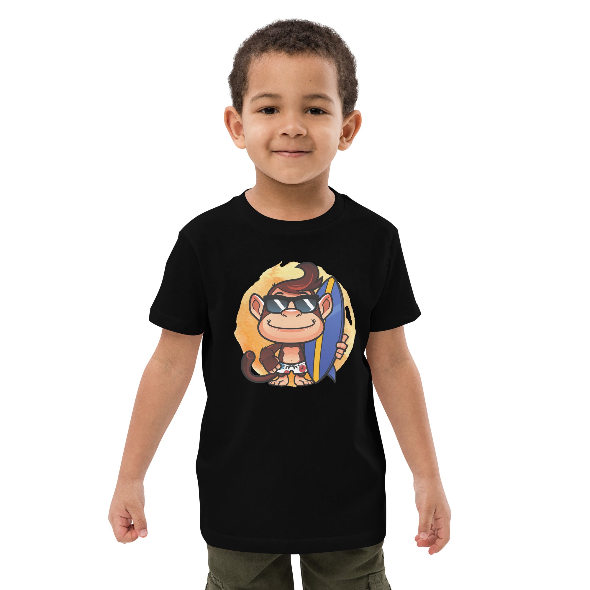 Organic Cotton Kids T-Shirt - Surfer Monkey DK