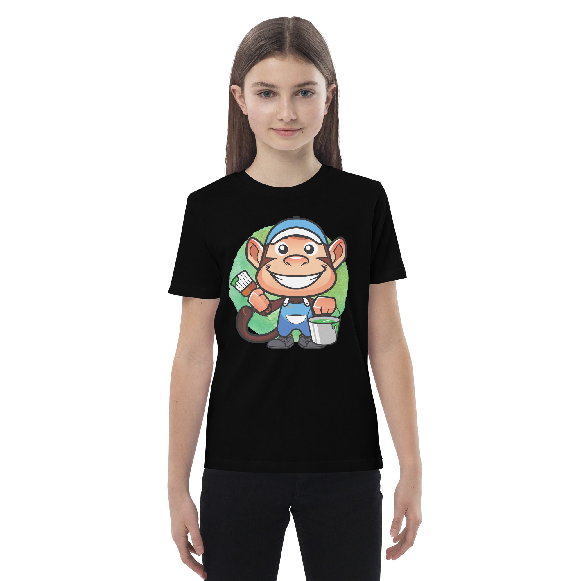 Organic Cotton Kids T-Shirt - Painter Monkey DK