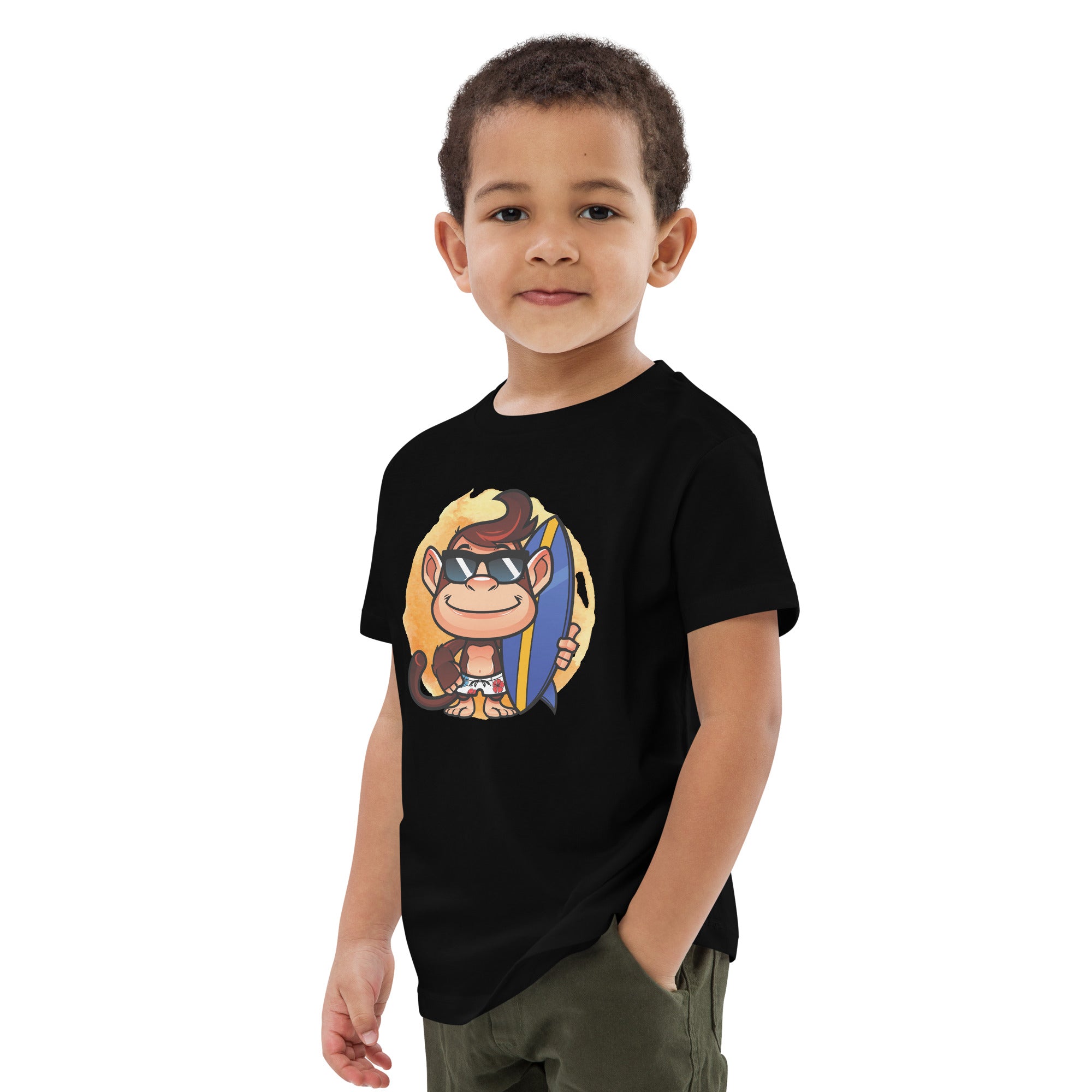 Organic Cotton Kids T-Shirt - Surfer Monkey DK