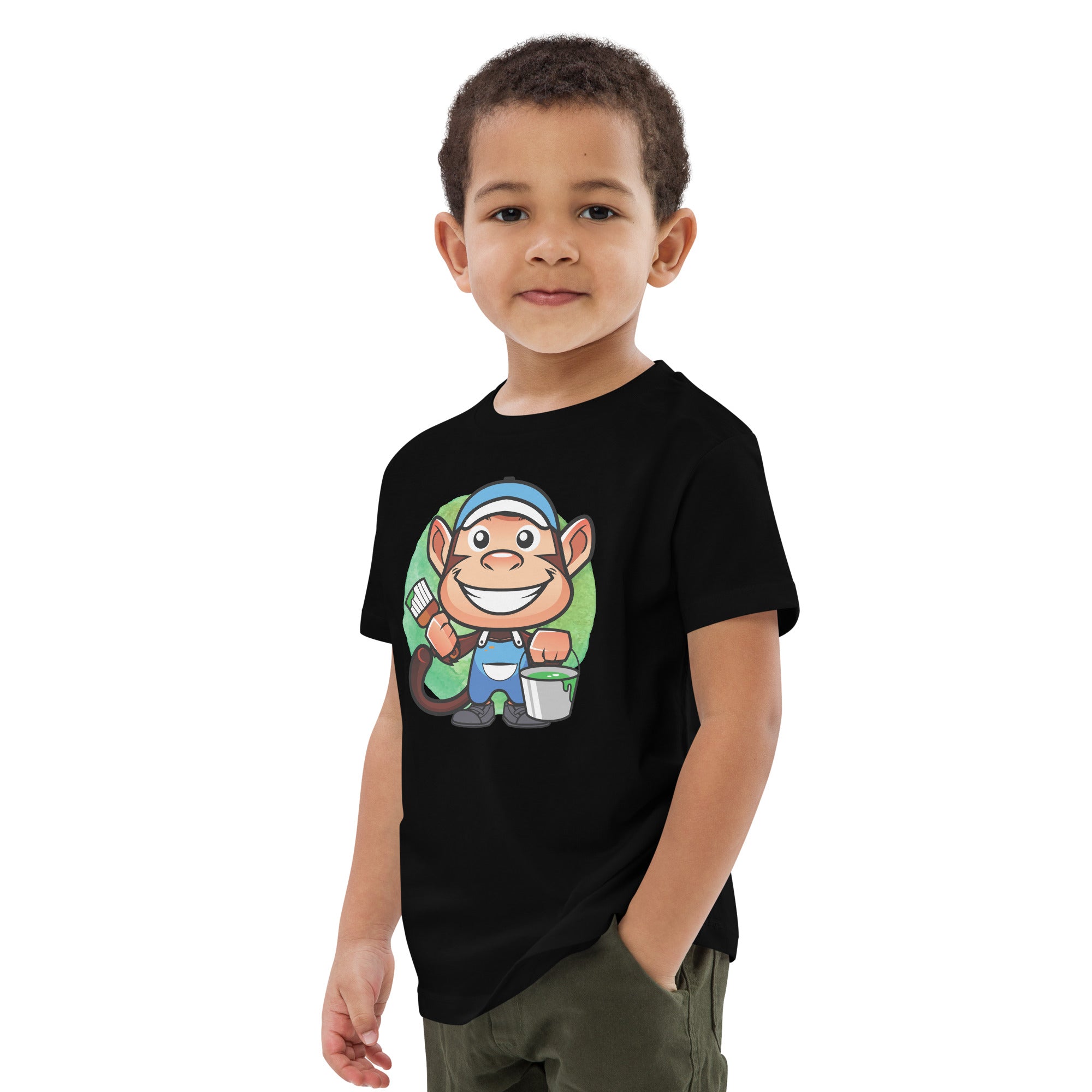 Organic Cotton Kids T-Shirt - Painter Monkey DK