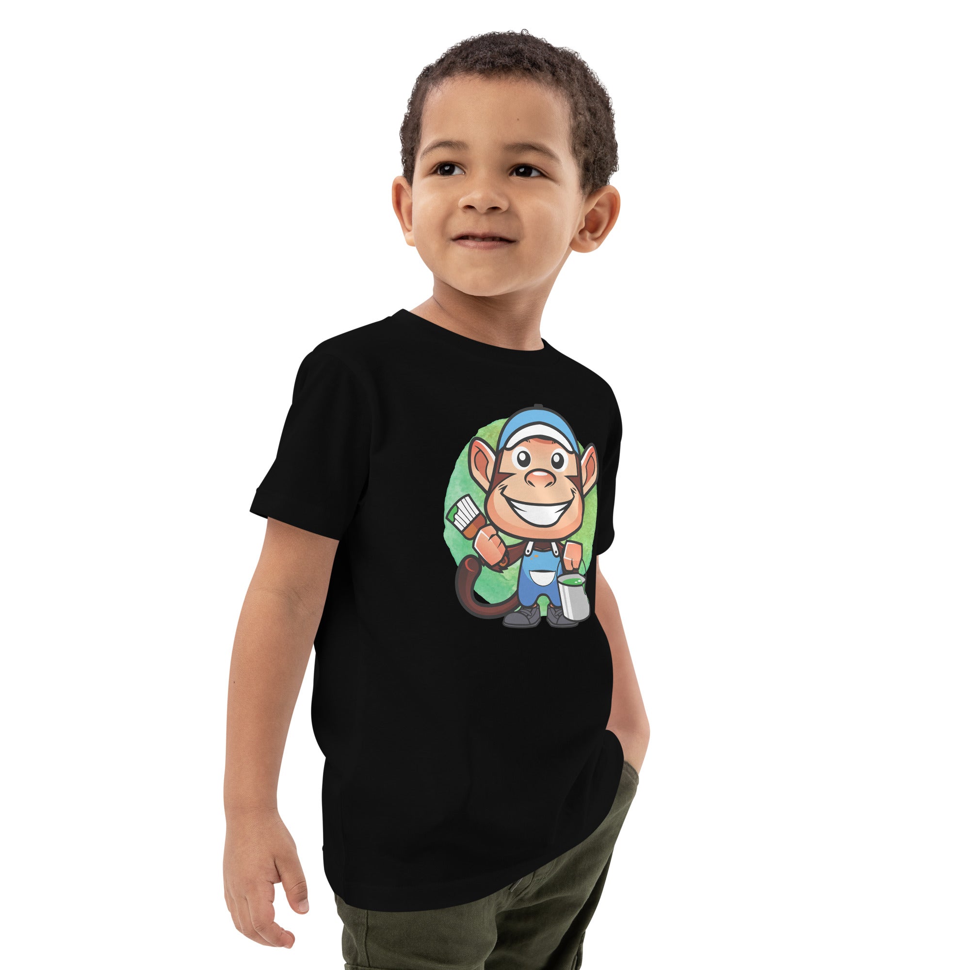 Organic Cotton Kids T-Shirt - Painter Monkey DK