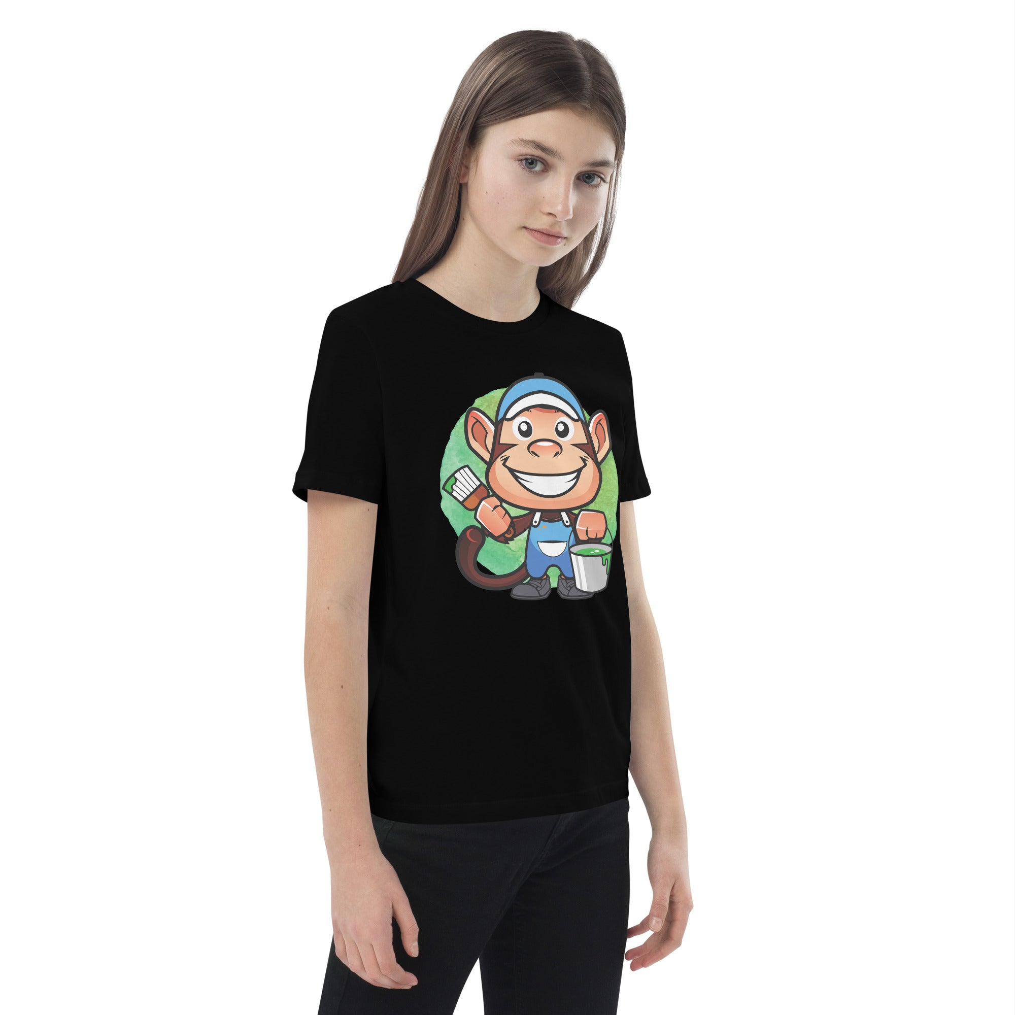 Organic Cotton Kids T-Shirt - Painter Monkey DK