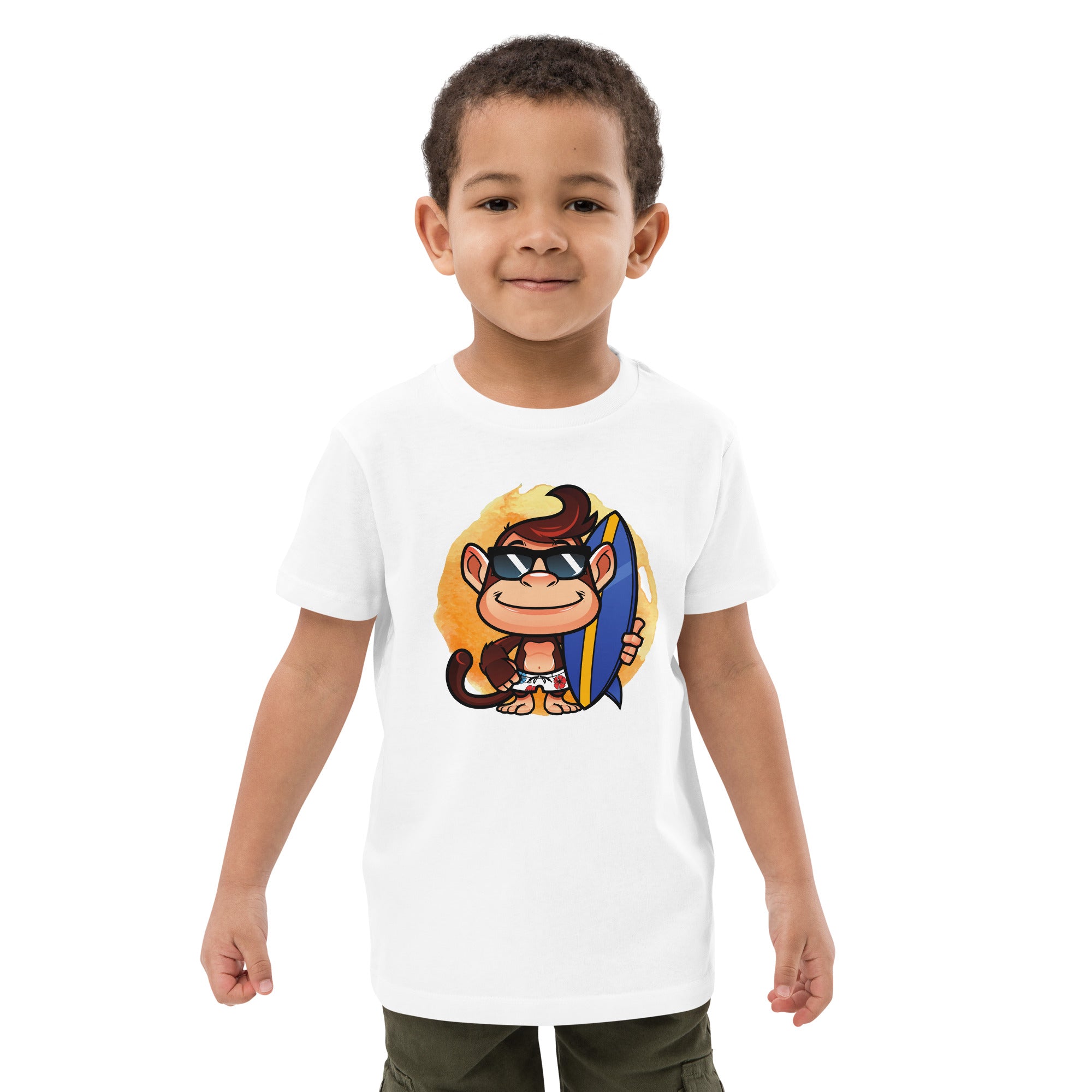 Organic Cotton Kids T-Shirt - Surfer Monkey LT