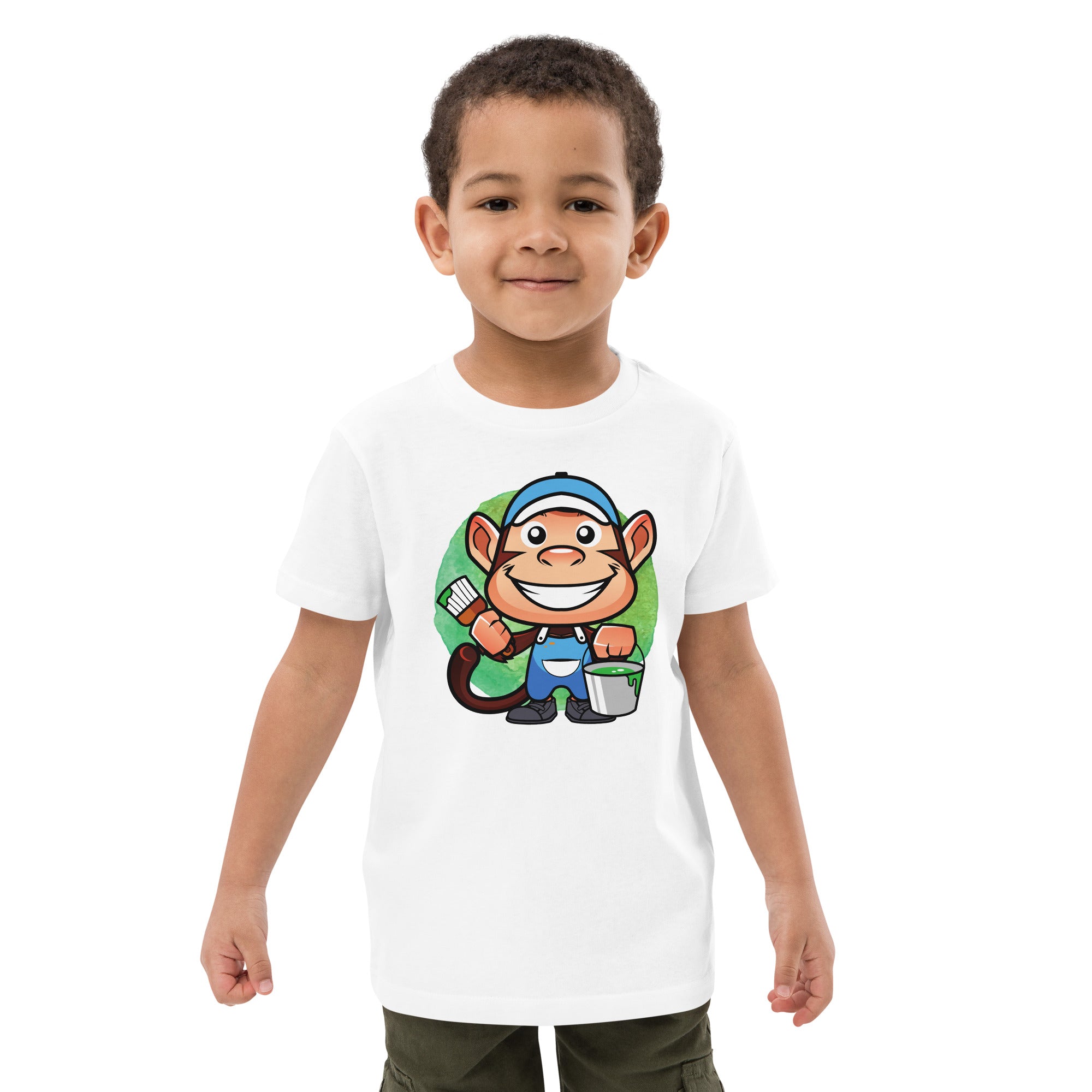 Organic Cotton Kids T-Shirt - Painter Monkey LT