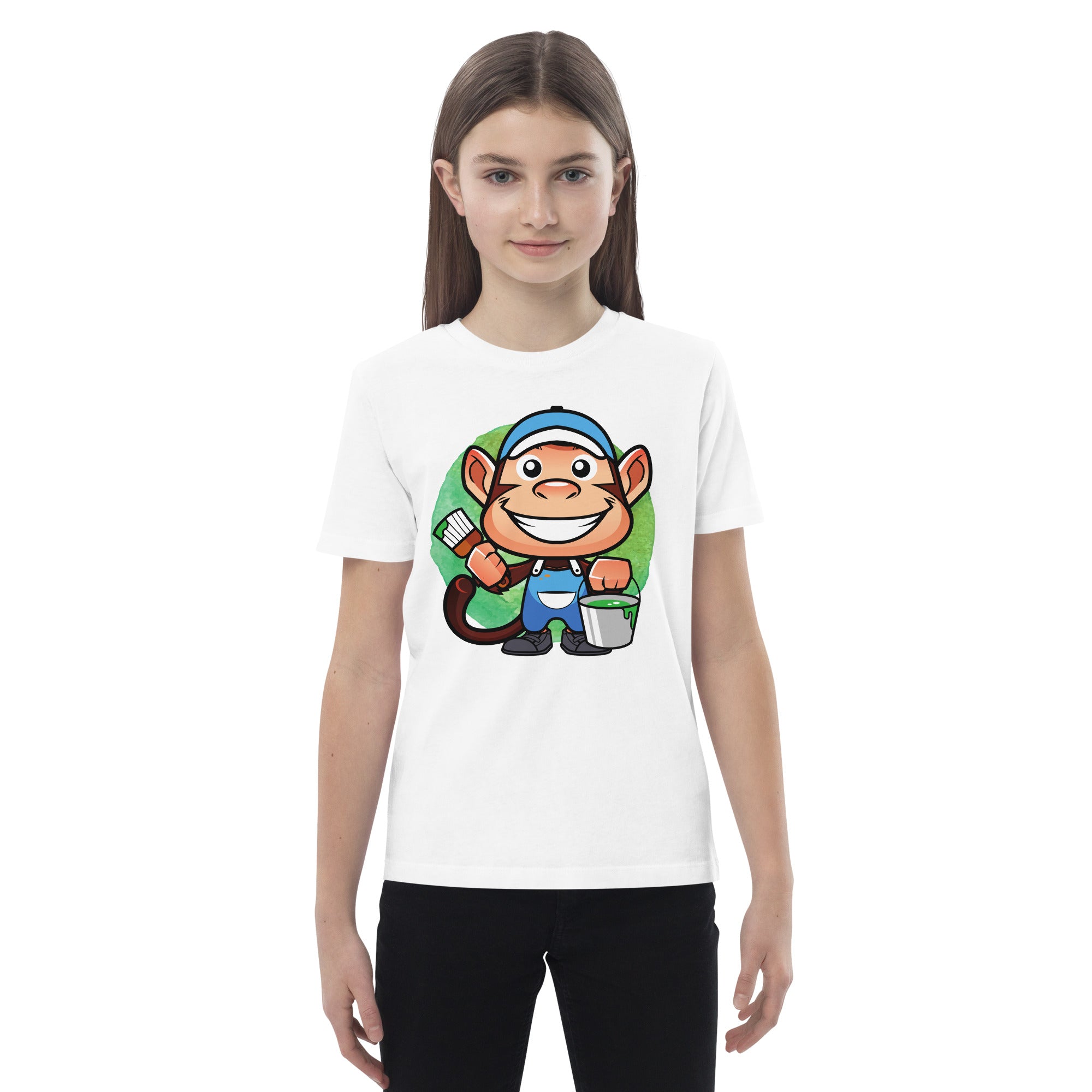 Organic Cotton Kids T-Shirt - Painter Monkey LT