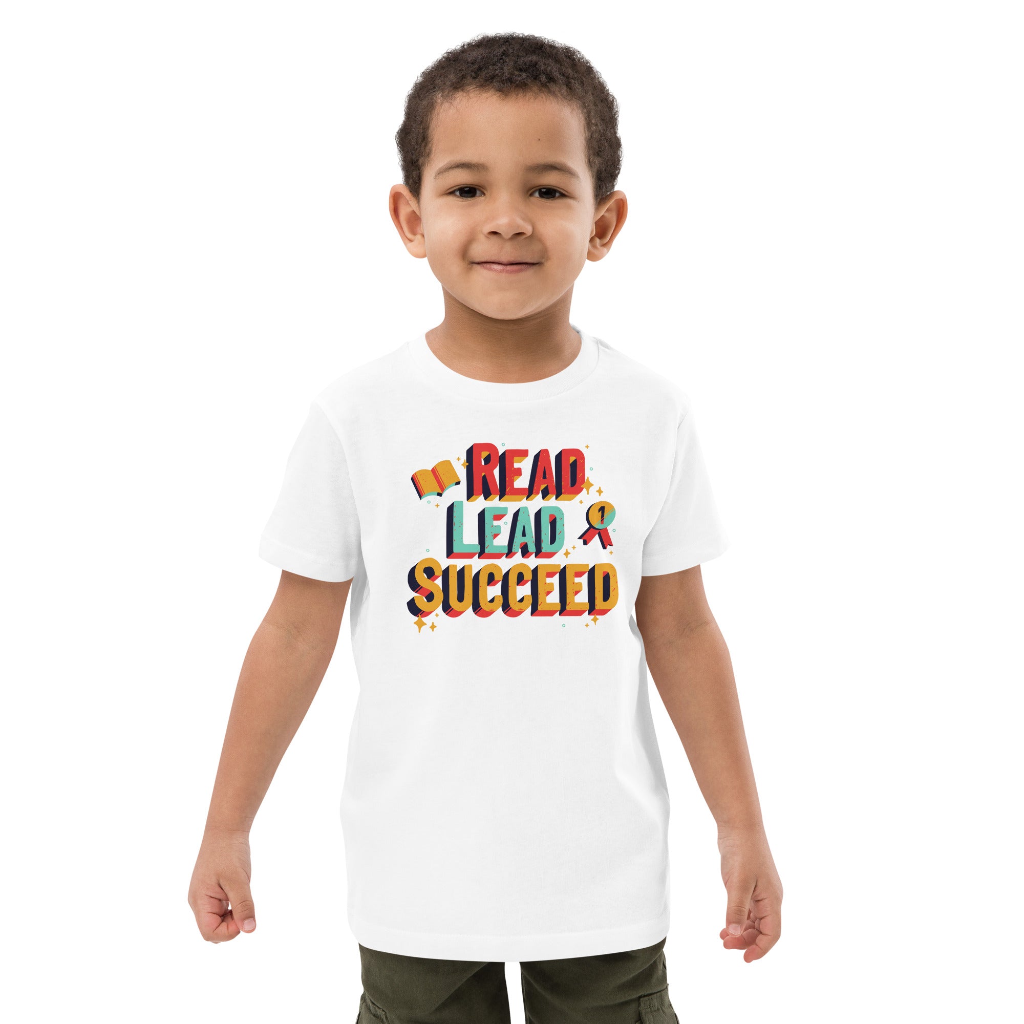 Organic Cotton Kids T-Shirt - Read Lead Succeed LT