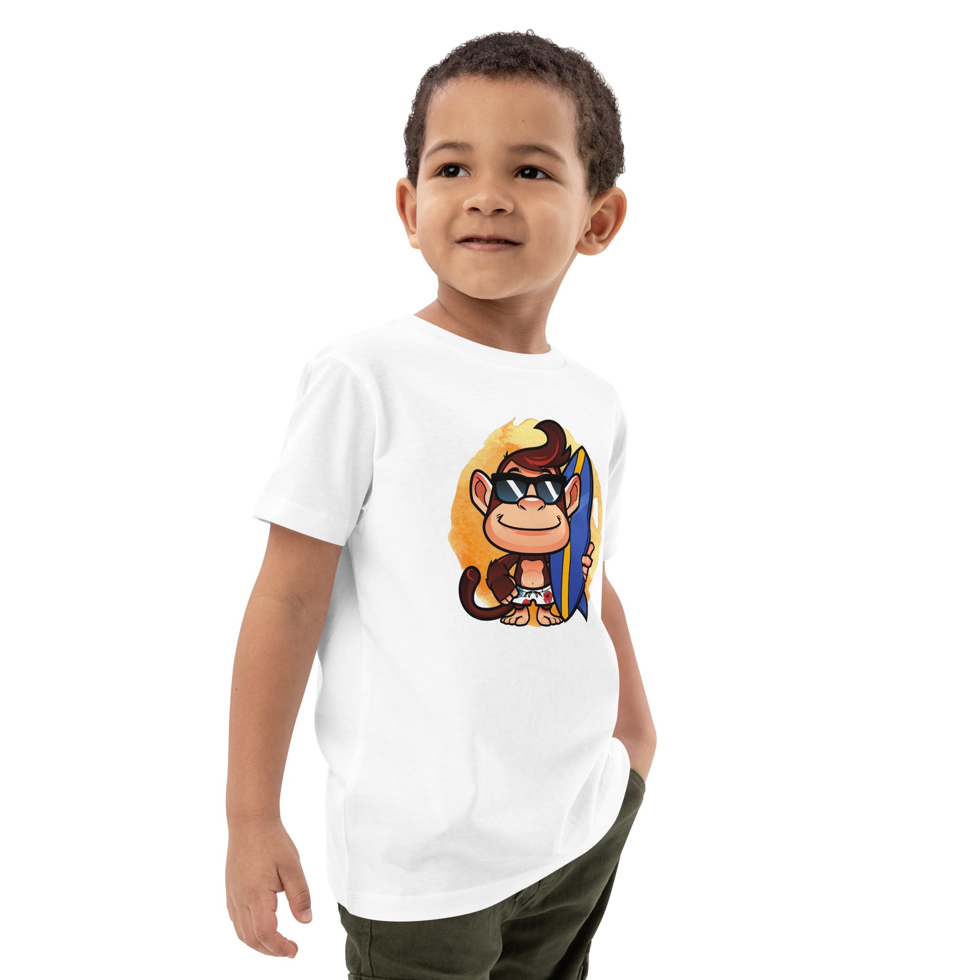 Organic Cotton Kids T-Shirt - Surfer Monkey LT