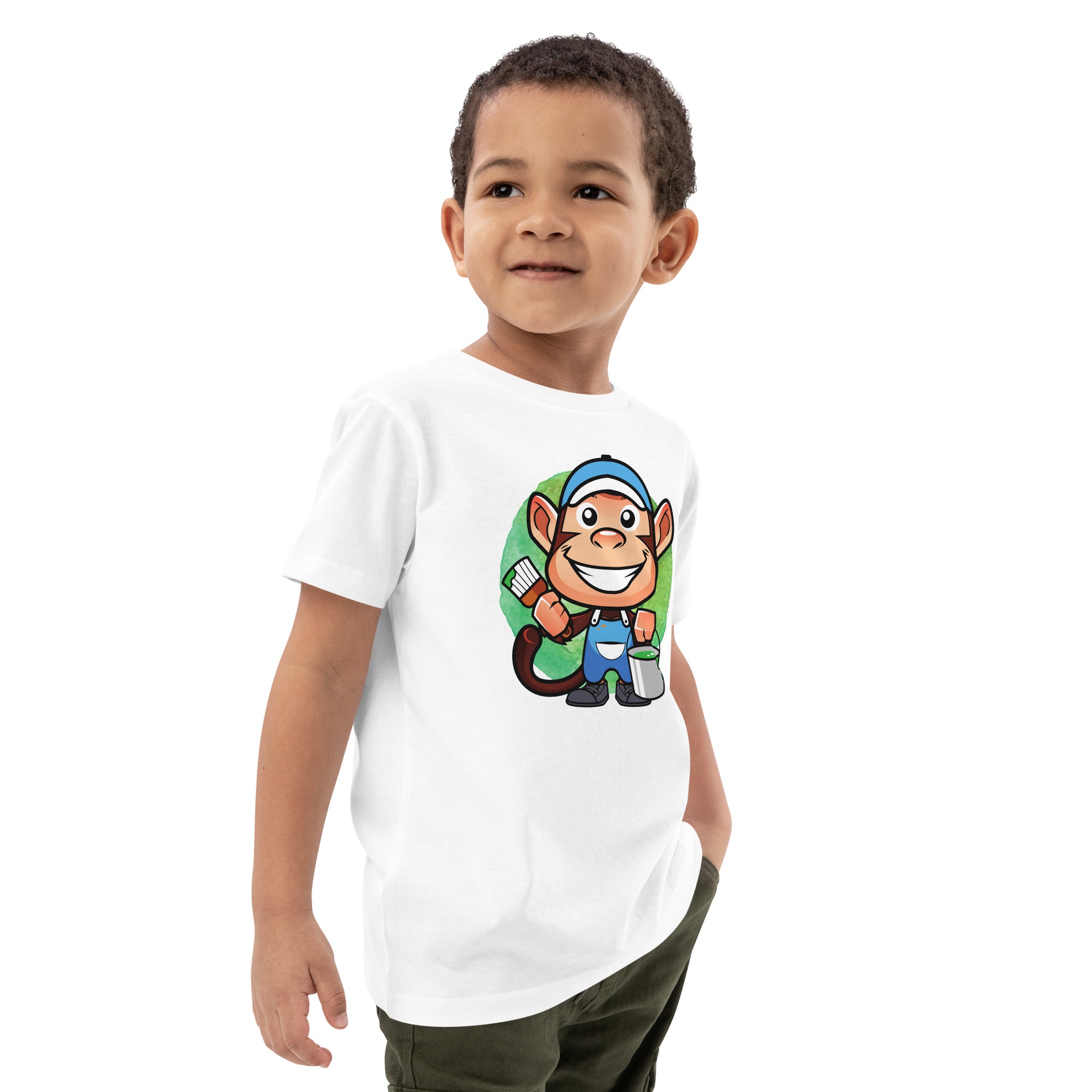 Organic Cotton Kids T-Shirt - Painter Monkey LT