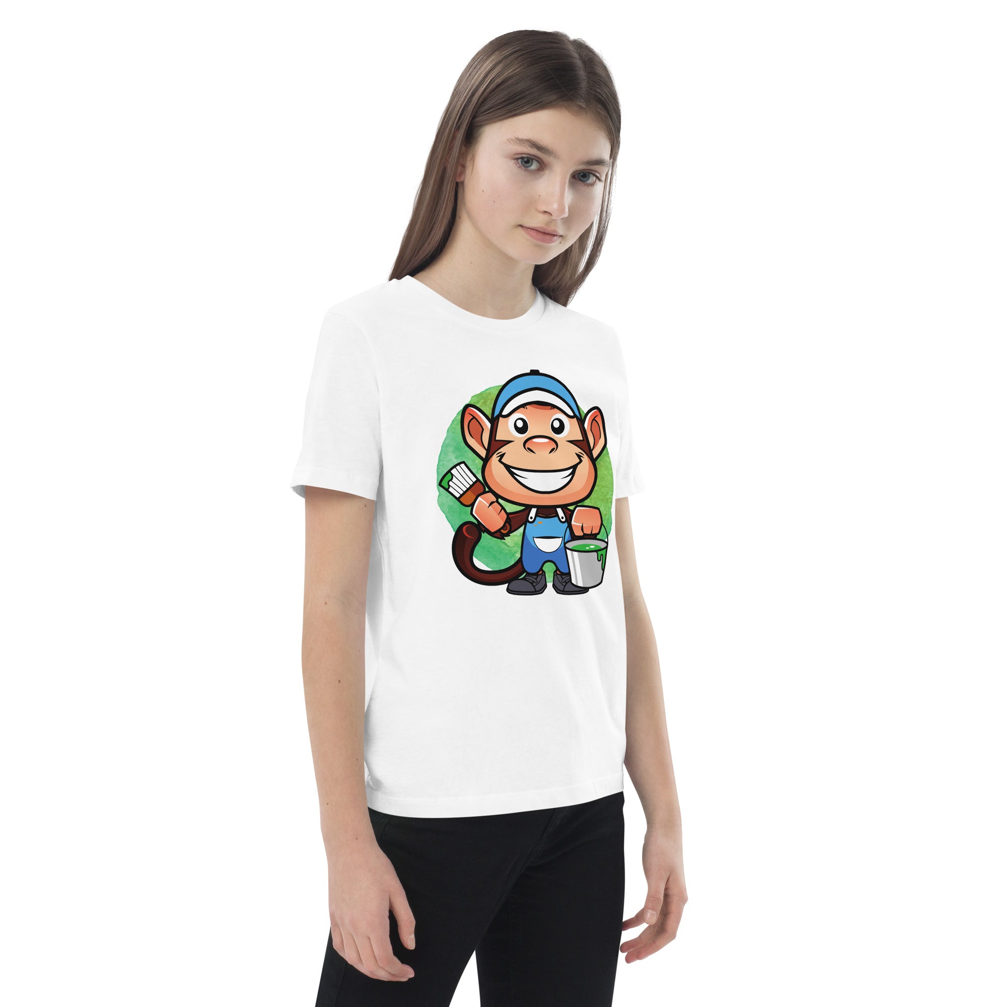 Organic Cotton Kids T-Shirt - Painter Monkey LT