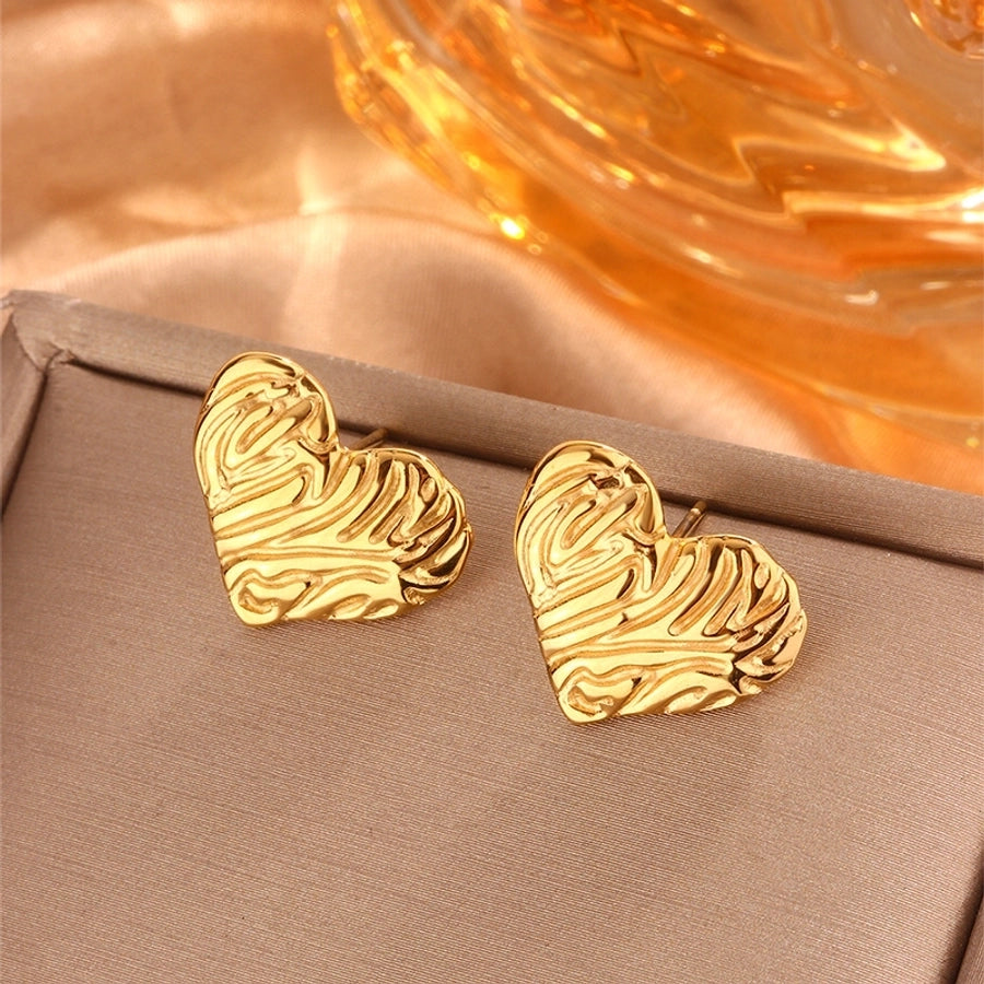 Retro Geometric Titanium Steel 18K Gold Plated Ear Studs