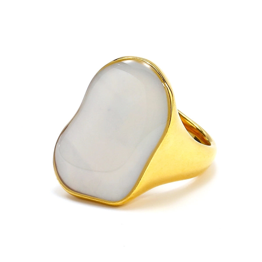 Titanium Steel 18K Gold Plated Irregular Geometric Shell Ring