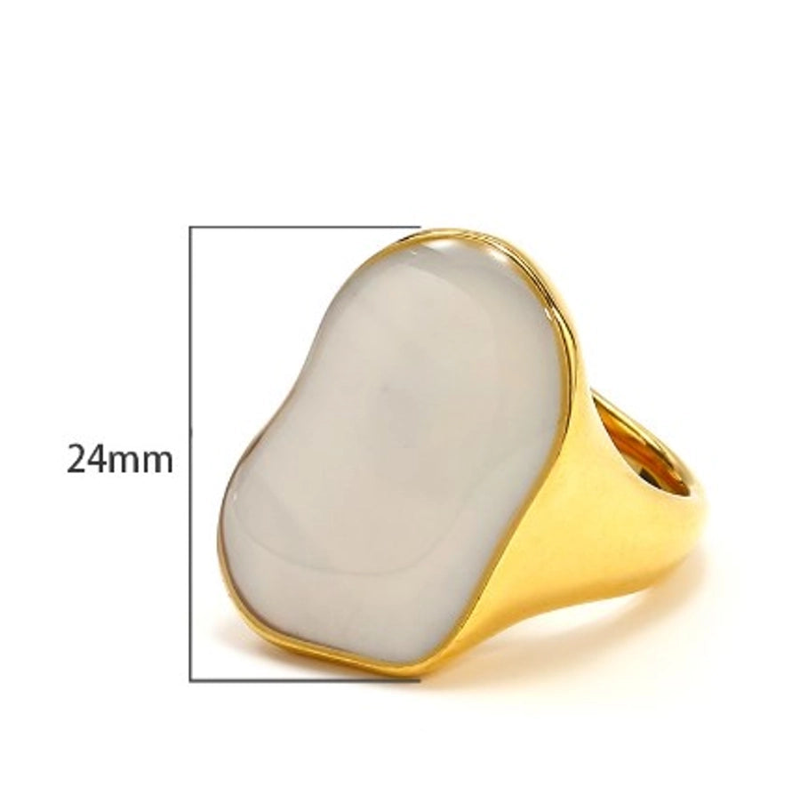 Titanium Steel 18K Gold Plated Irregular Geometric Shell Ring