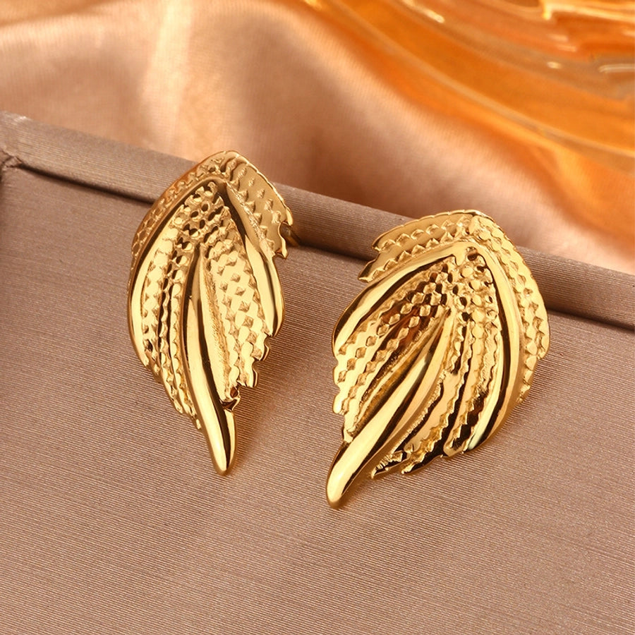 Retro Geometric Titanium Steel 18K Gold Plated Ear Studs