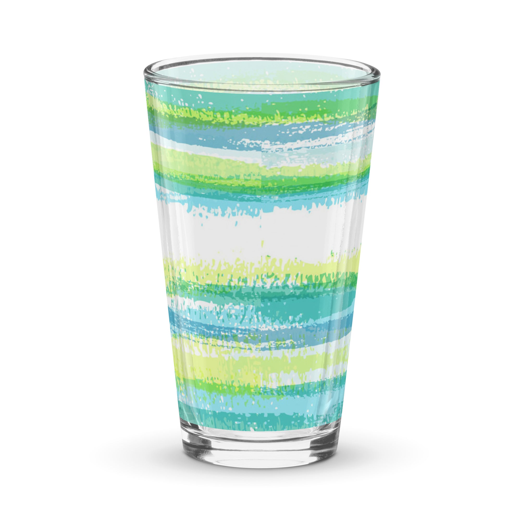 Shaker Pint Glass (16oz) - Teal & Blue Stripes