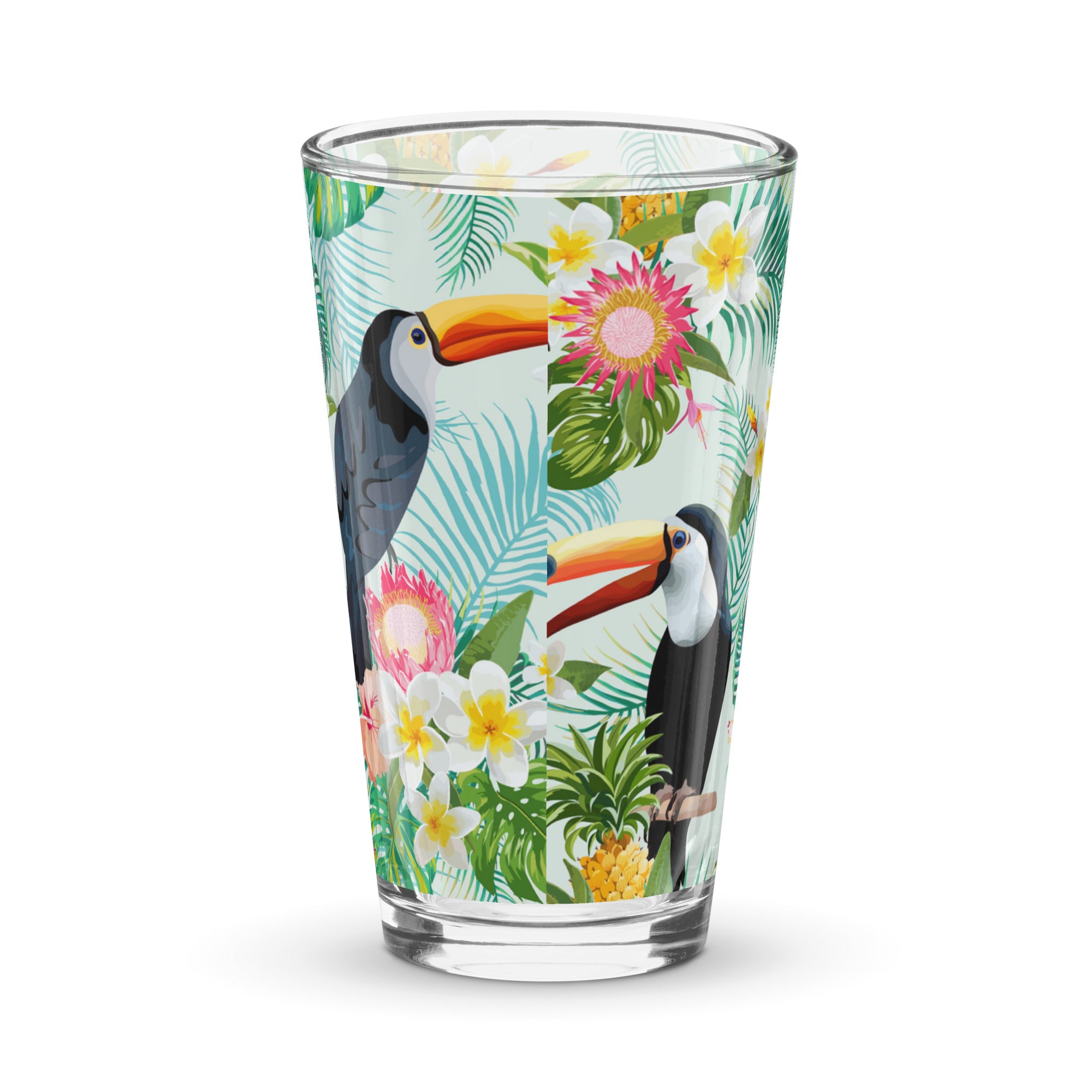 Shaker Pint Glass (16oz) - Tropical Toucans