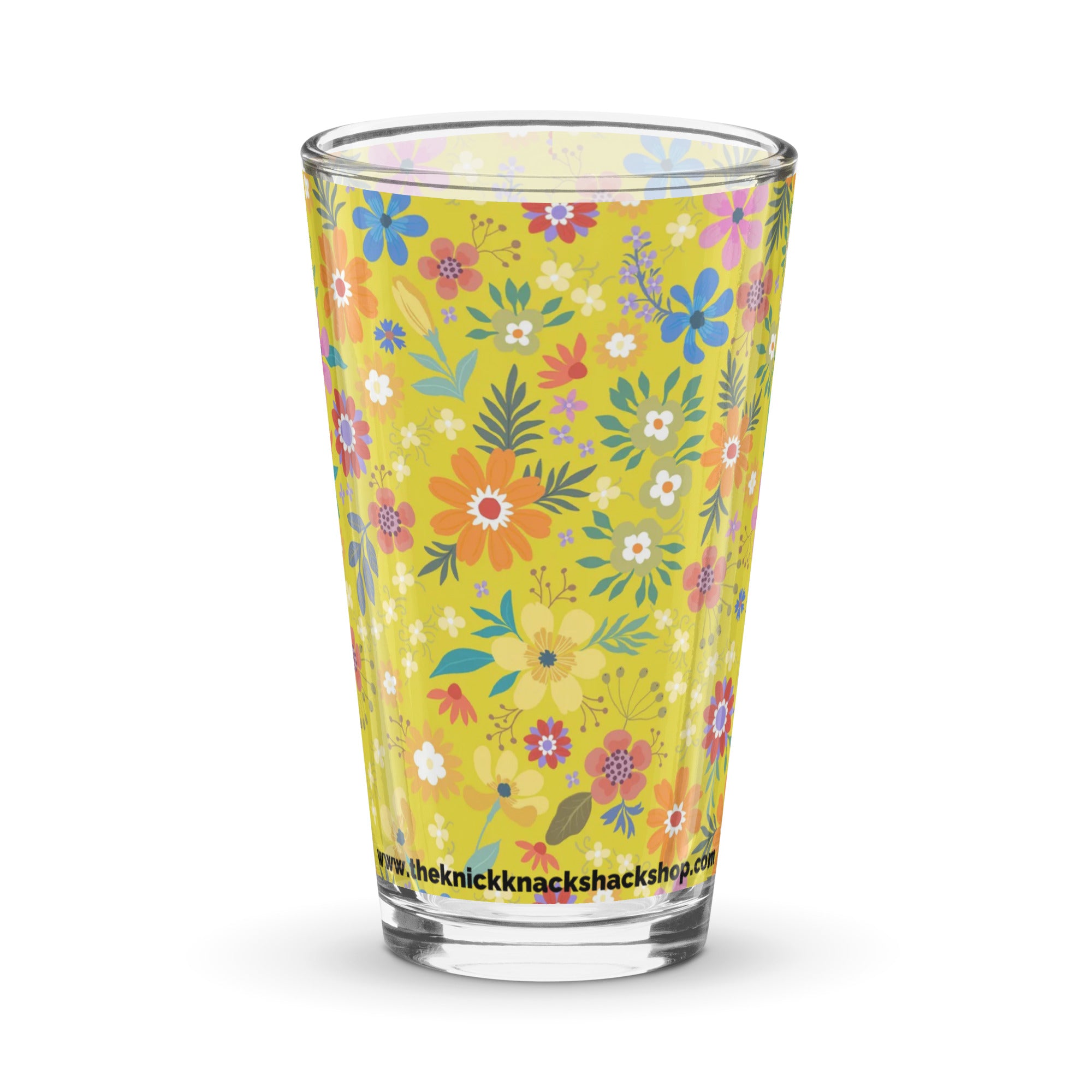 Shaker Pint Glass (16oz) - Bohemian Blossoms