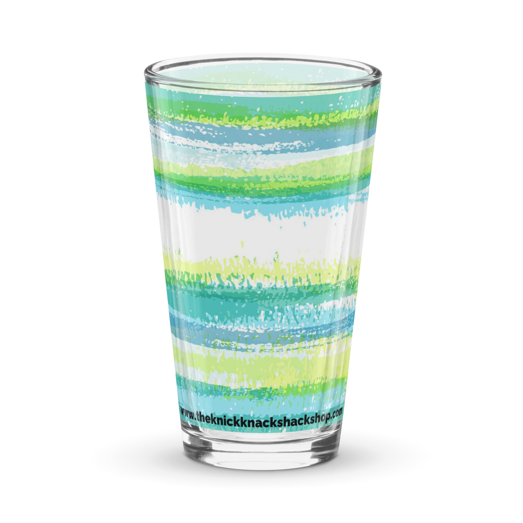 Shaker Pint Glass (16oz) - Teal & Blue Stripes