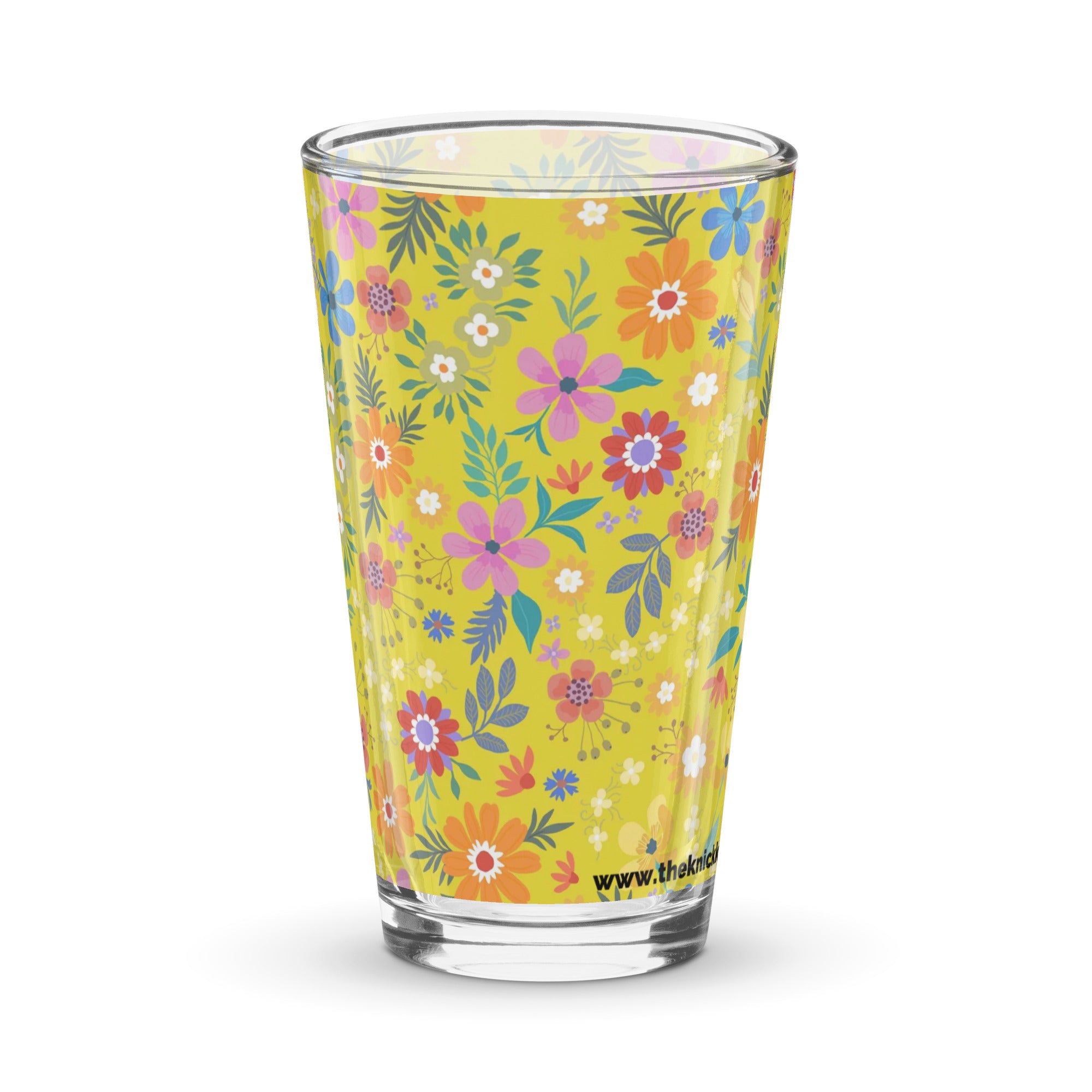 Vaso de pinta Shaker (16 oz) - Flores bohemias