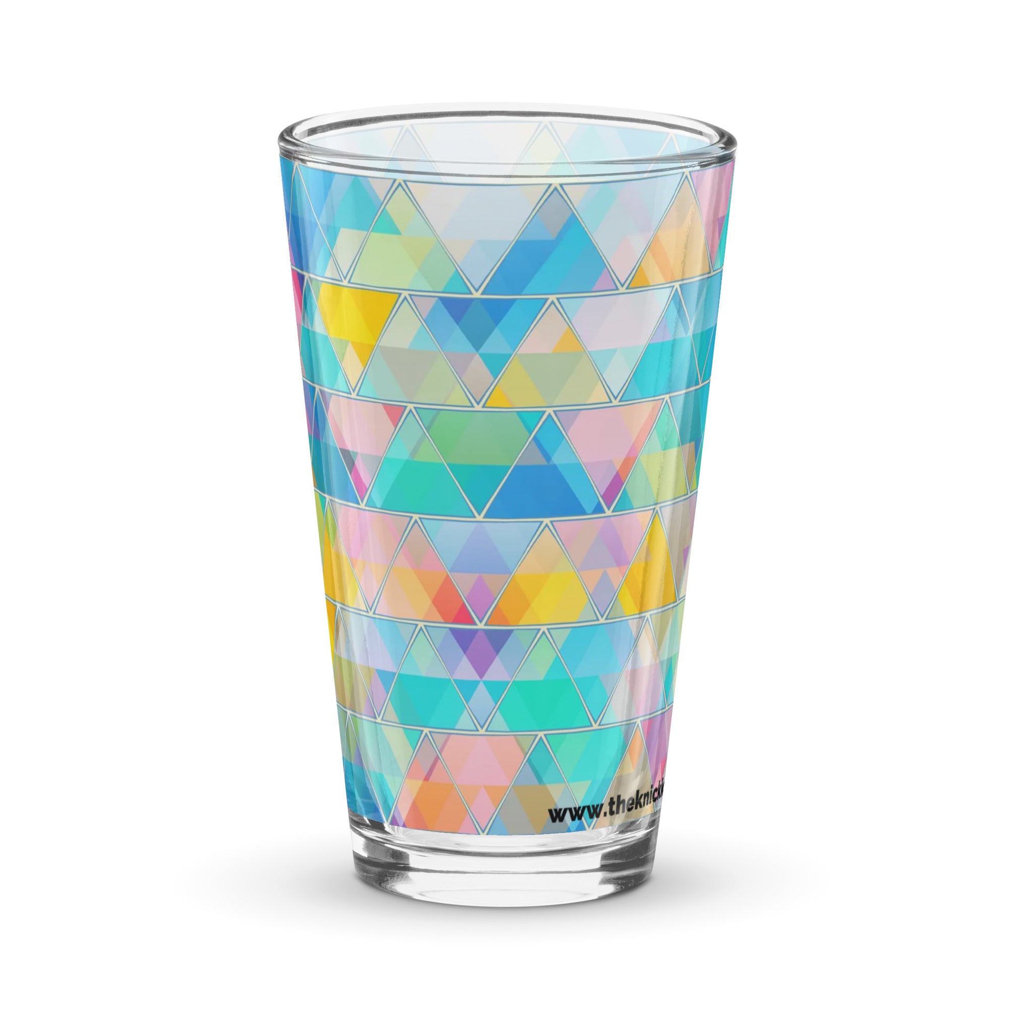 Shaker Pint Glass (16oz) - Pastel Triangles