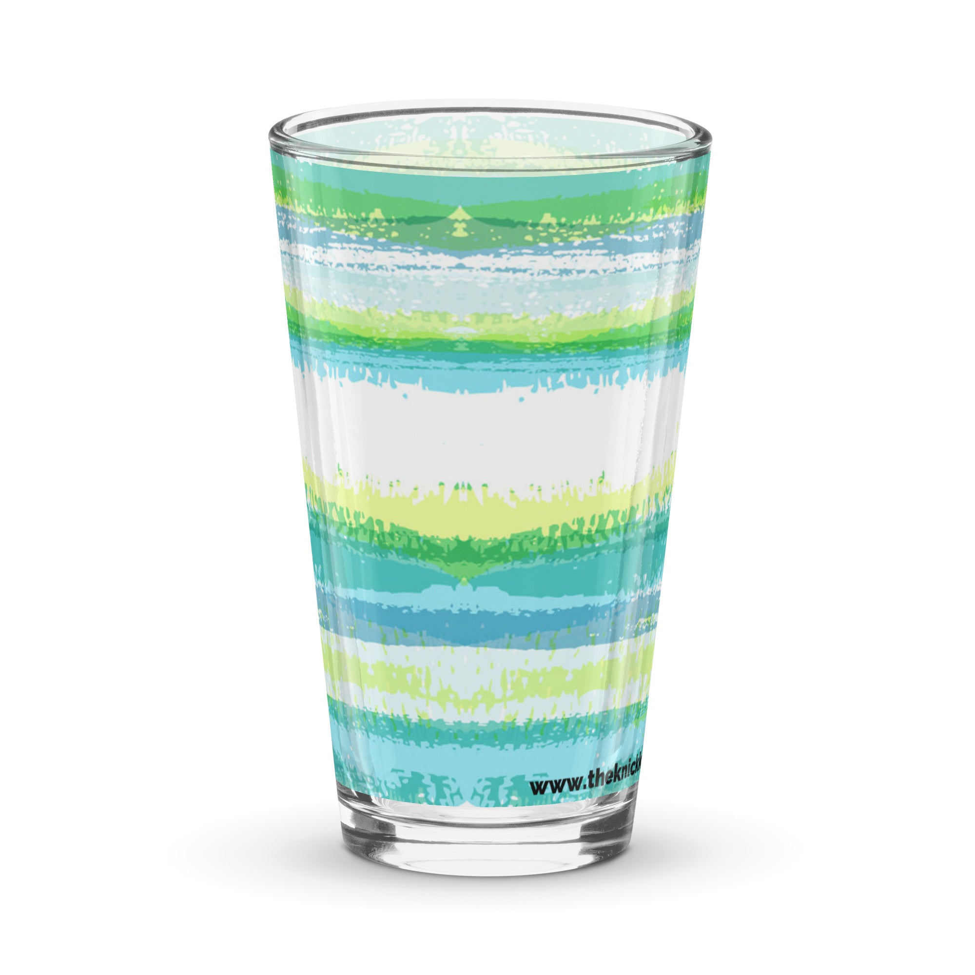 Vaso de pinta Shaker (16 oz) - Verde azulado y rayas azules