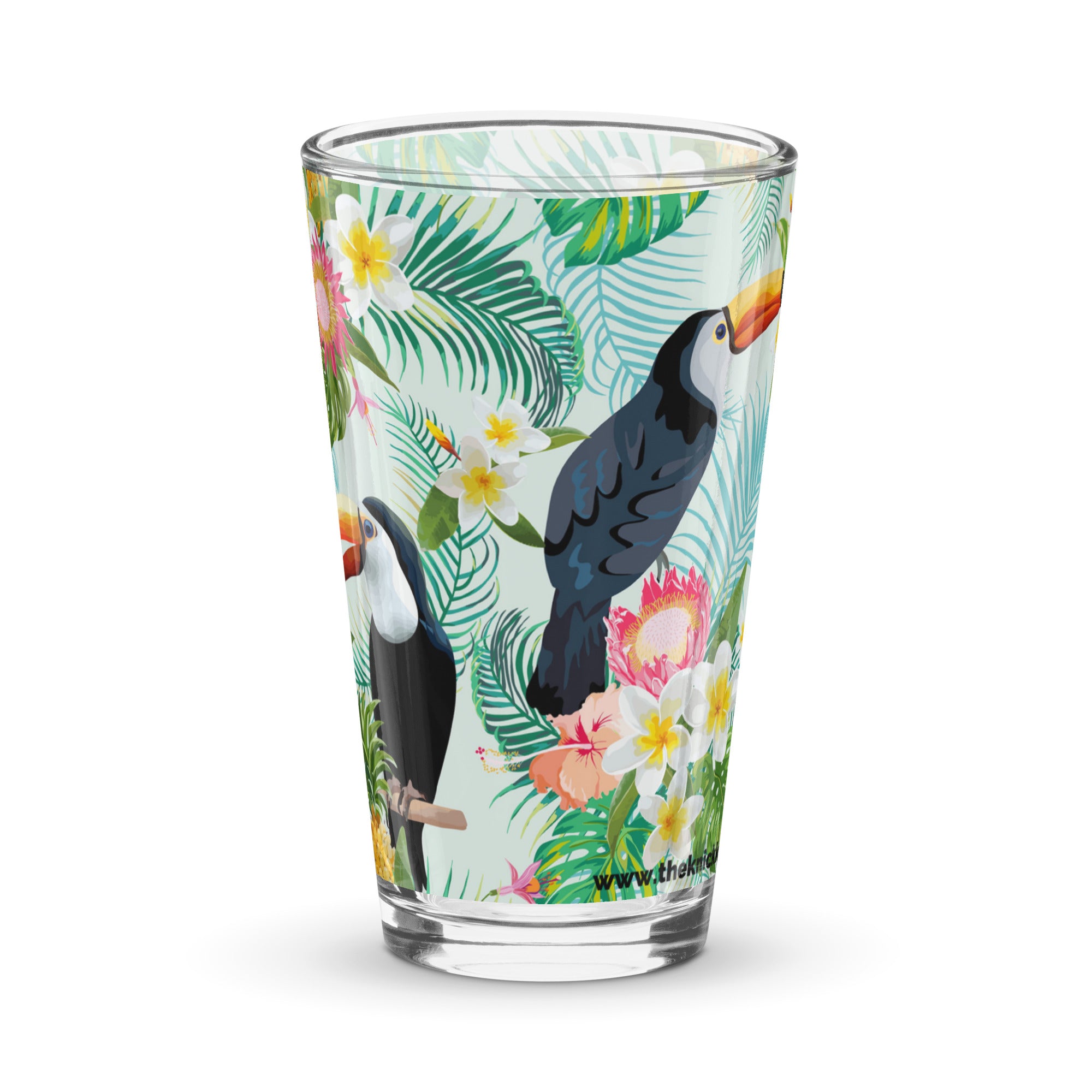 Shaker Pint Glass (16oz) - Tropical Toucans