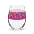 Stemless Wine Glass (15oz) - Geometric Neon in Berry